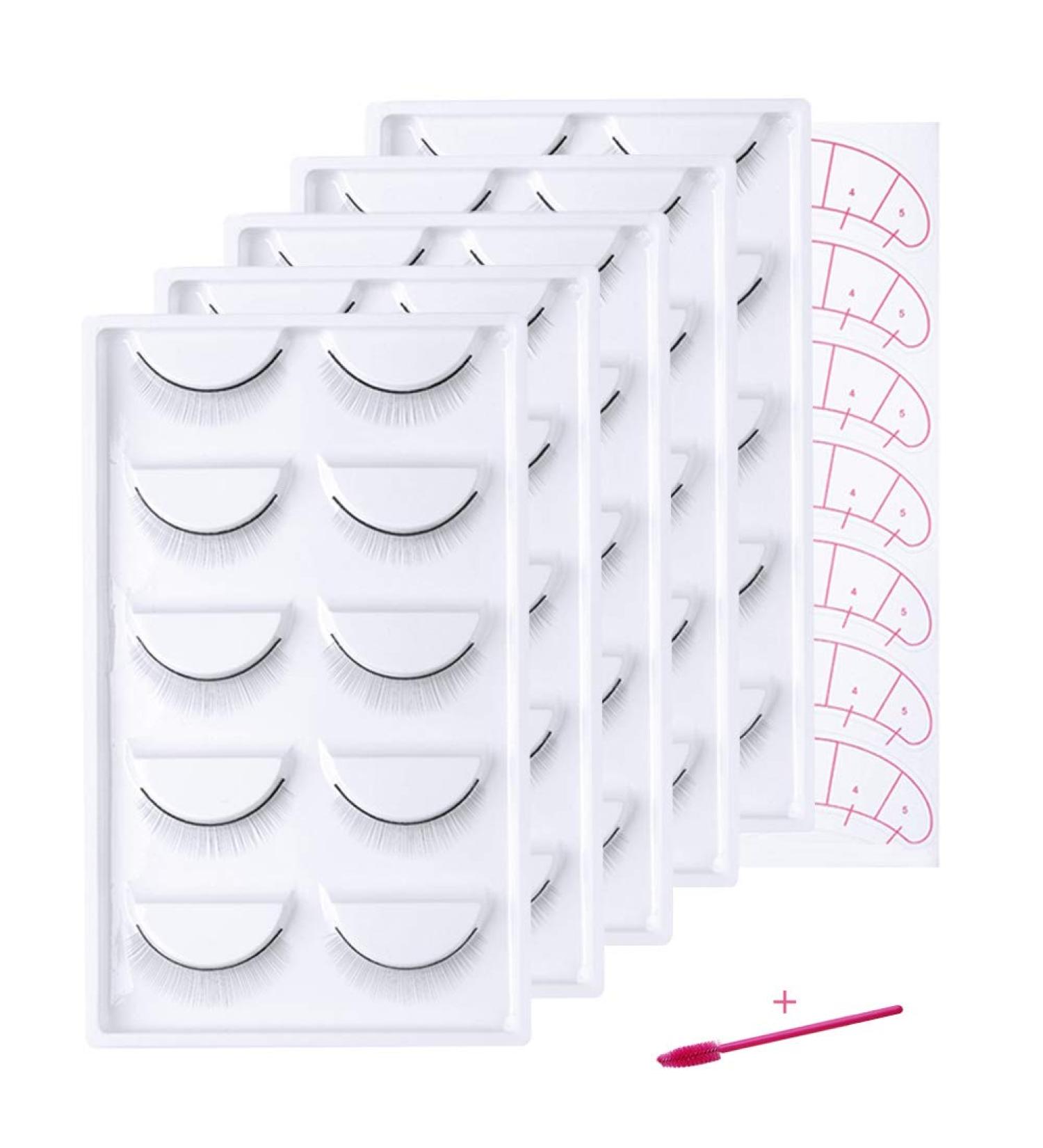 25 Pairs Exercise Eyelashes & 7 Pairs Eye Pads - Beginner Eyelash Extension Accessories | Self-Adhesive Artificial Eyelash Strips - 65-Part Set - Buy Online on GoSupps.com