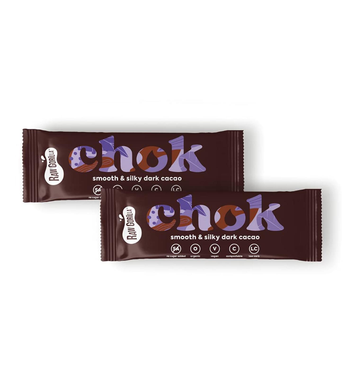  Raw Gorilla Raw Gorilla Chok Smooth Dark Cacao | Pack of 2 | Gluten-Free Snacks | Keto-Friendly Chocolate | No Added Sugar | Vegan Snacks | Organic | Sugar-Free Chocolates | Nut-Free | Healthy Snacks - Buy Online on GoSupps.com
