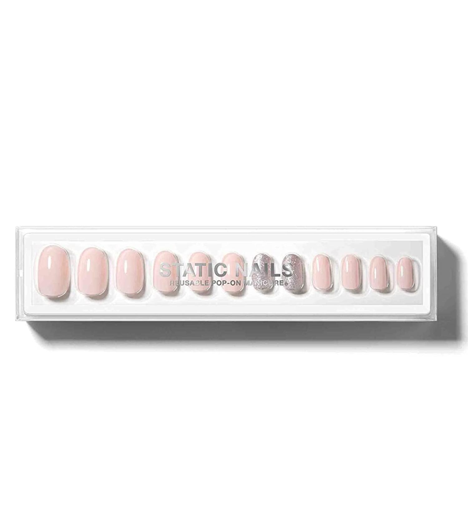 Static Nails Reusable Pop-On Manicure Set - Ballerina Round | Non-Damaging Glue-On Nails with Static Nail Glue | Fake Press On Acrylic Nails - Buy Online on GoSupps.com