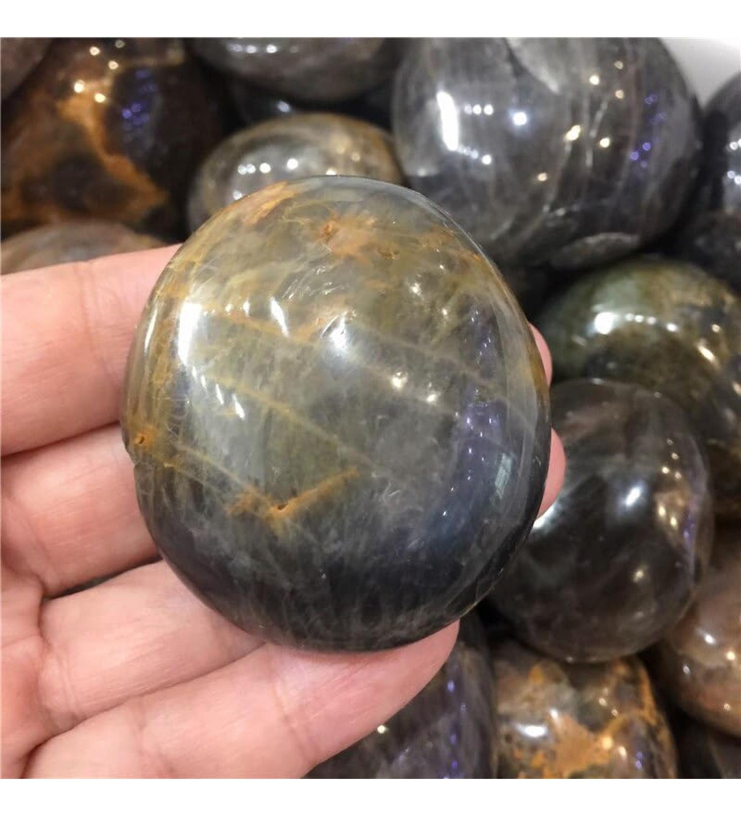 Natural Black Moonstone Palm Stone Raw Gemstone Crystal Full of Texture - Buy Online on GoSupps.com