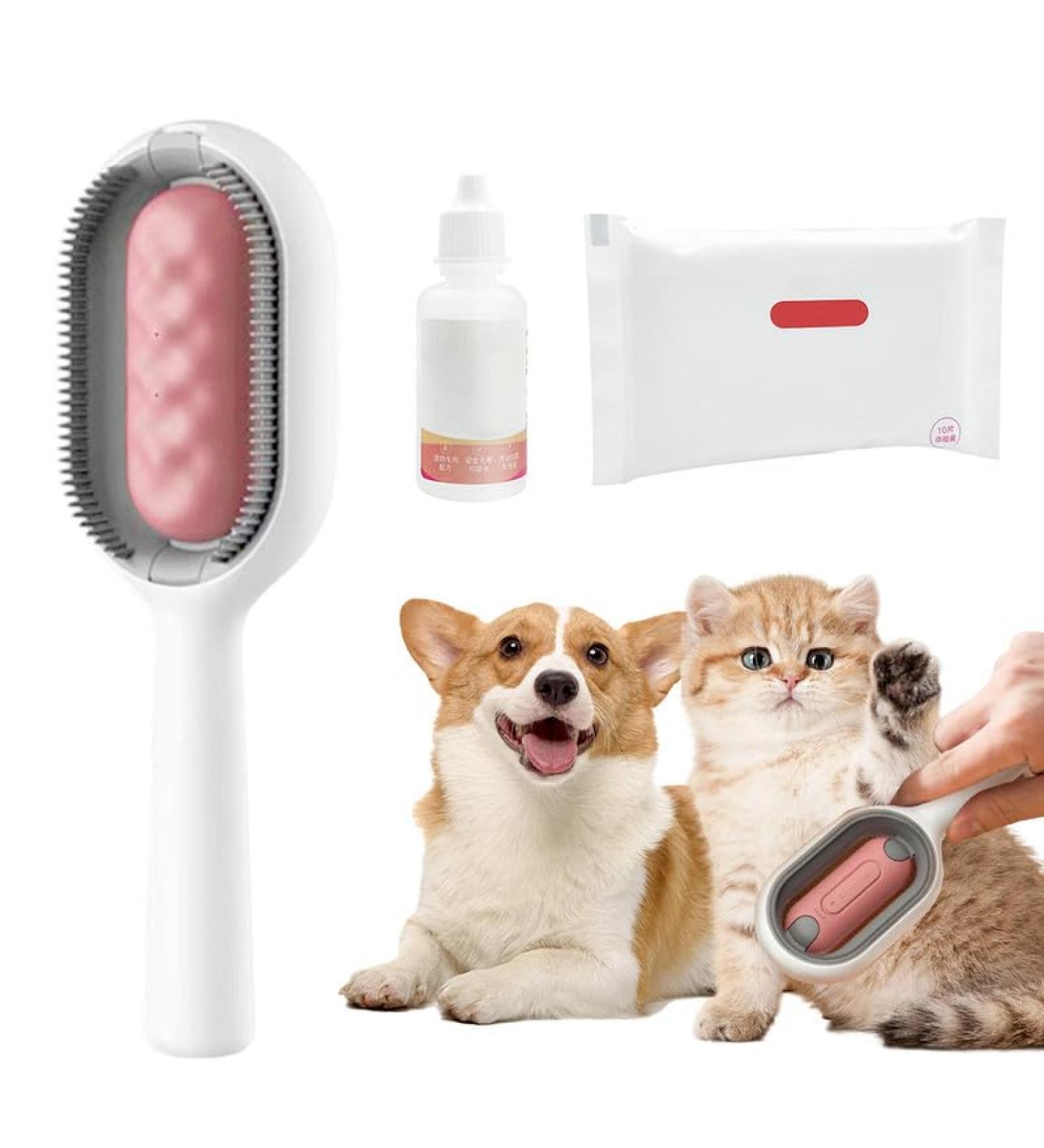 Animal Hair Removal Brush with Water Tank & Dry Towels - Effortless Pet Hair Solutions | Cat & Dog Hair Remover - Essenzual Fluid - Buy Online on GoSupps.com