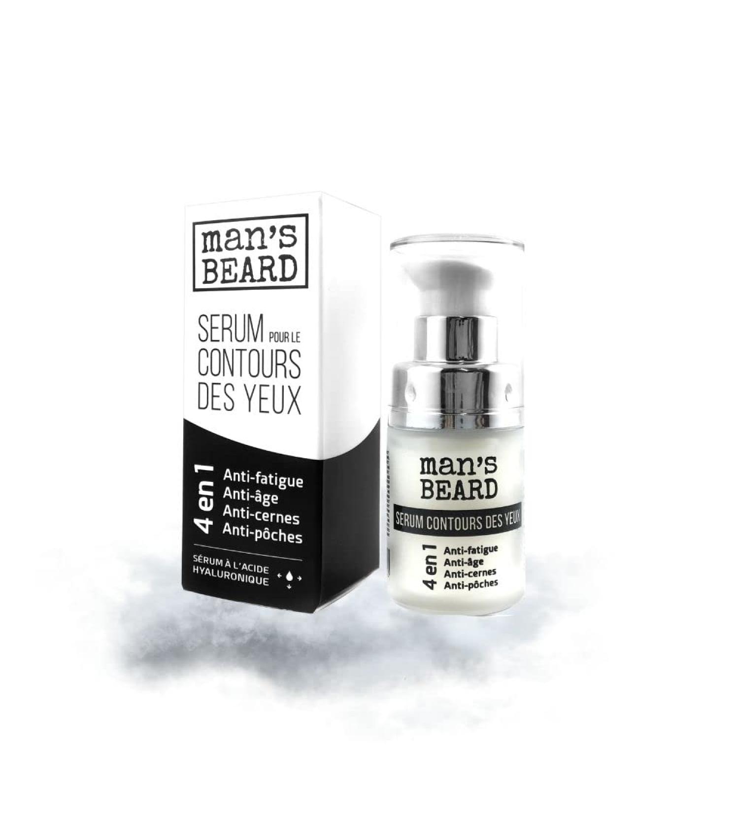 MAN'S BEARD Eye contour serum Anti-wrinkle Anti-aging Anti-puffiness Anti-fatigue and Smoothing with Hyaluronic Acid 100% Made in France 15 ml - Buy Online on GoSupps.com