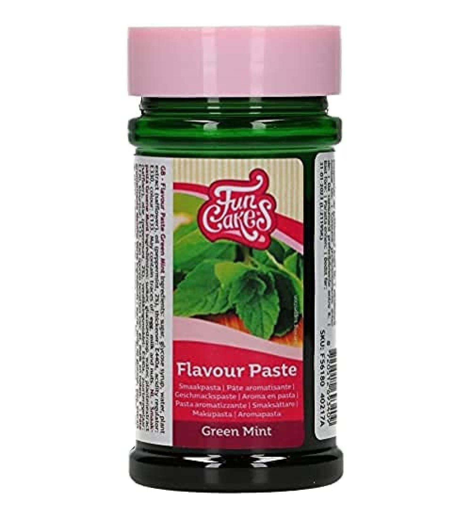 Funcakes taste touch green mint: food paste great taste perfect for decorating cakes suitable for dough and fillings.100 g.
