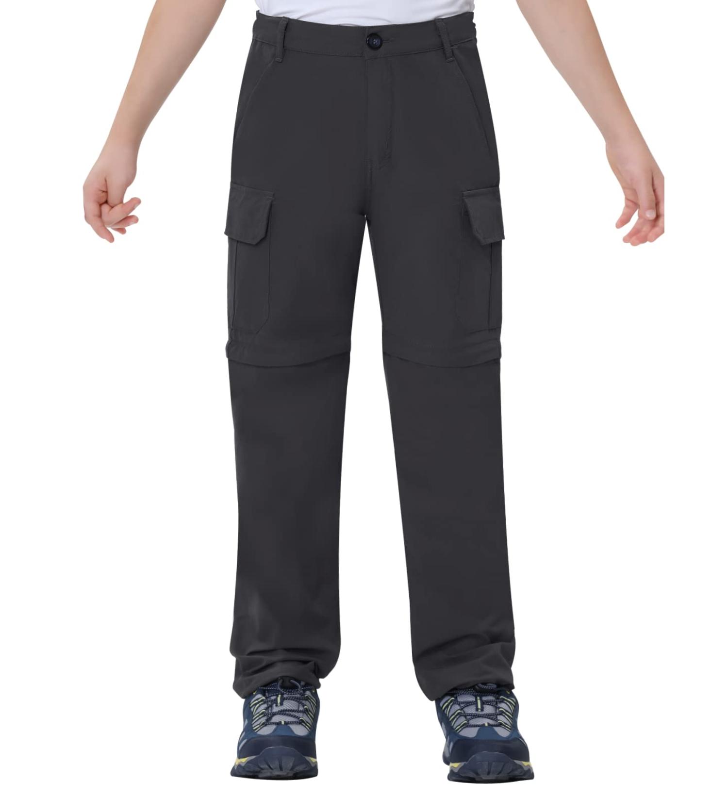 Boys Quick Dry Convertible Cargo Pants - Dark Gray | UPF 50+ Water Resistant Outdoor Hiking Pants - Size 14 Years - Buy Online on GoSupps.com
