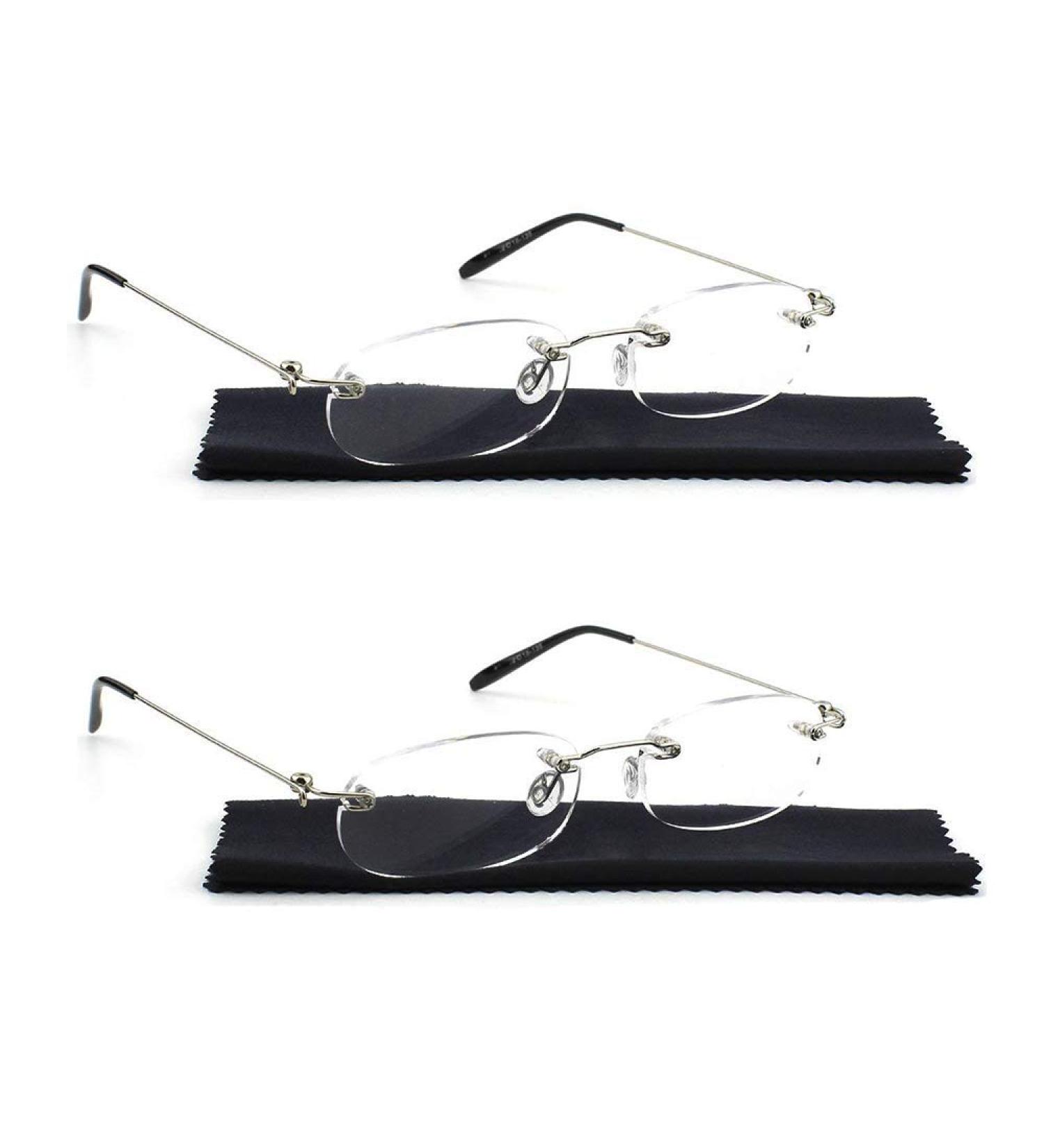 Viseng 2 Pairs Unisex Rimless Reading Glasses - Ultra Thin Clear Lenses +1.5 Diopters - Lightweight Frameless Readers (Black - Buy Online on GoSupps.com