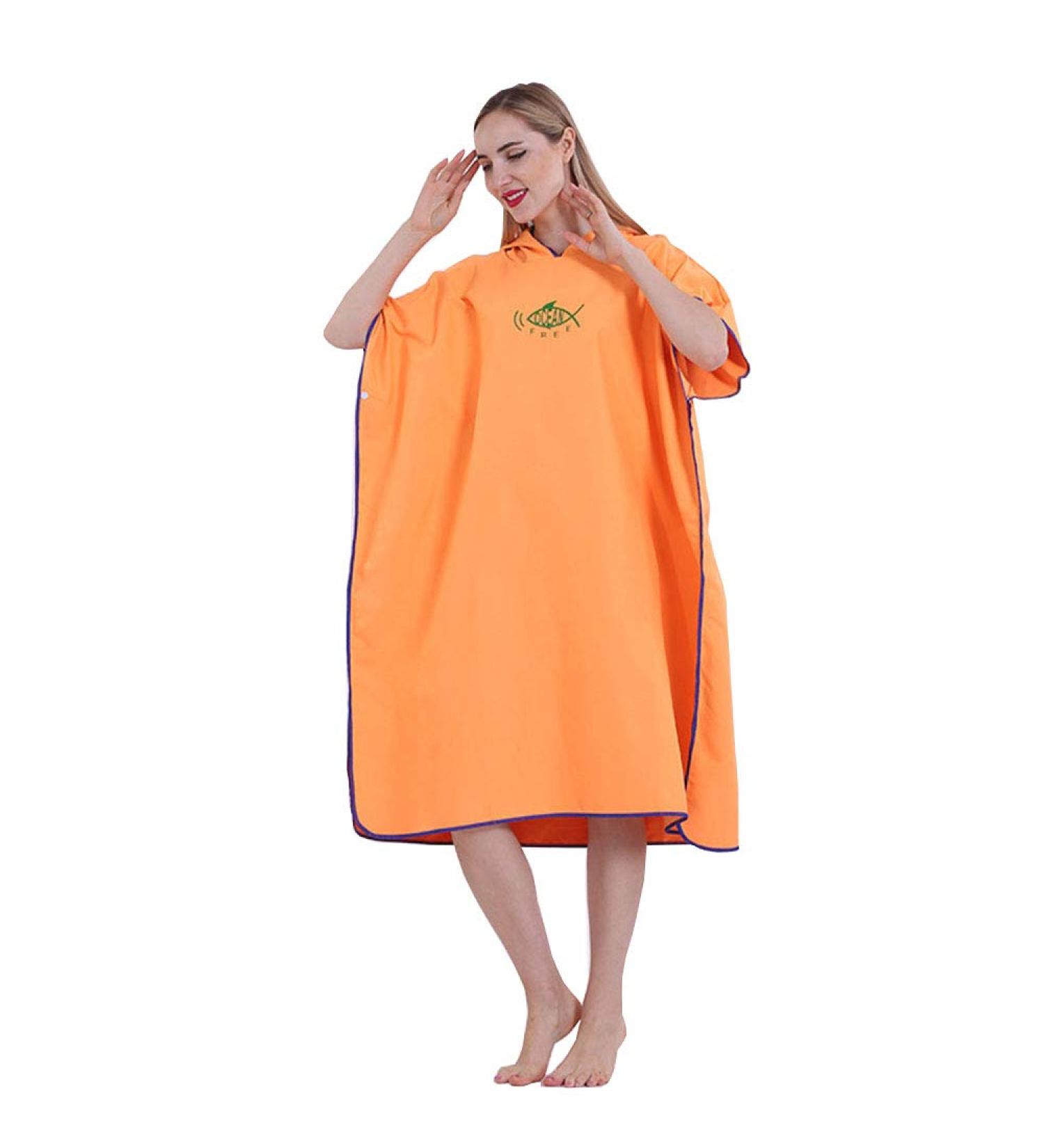 Buy Ultra Quick-Dry Badeponcho & Surf Poncho for Men & Women - Microfiber Bath Towel Robe 90x110cm in Orange | International Shipping Available - Buy Online on GoSupps.com
