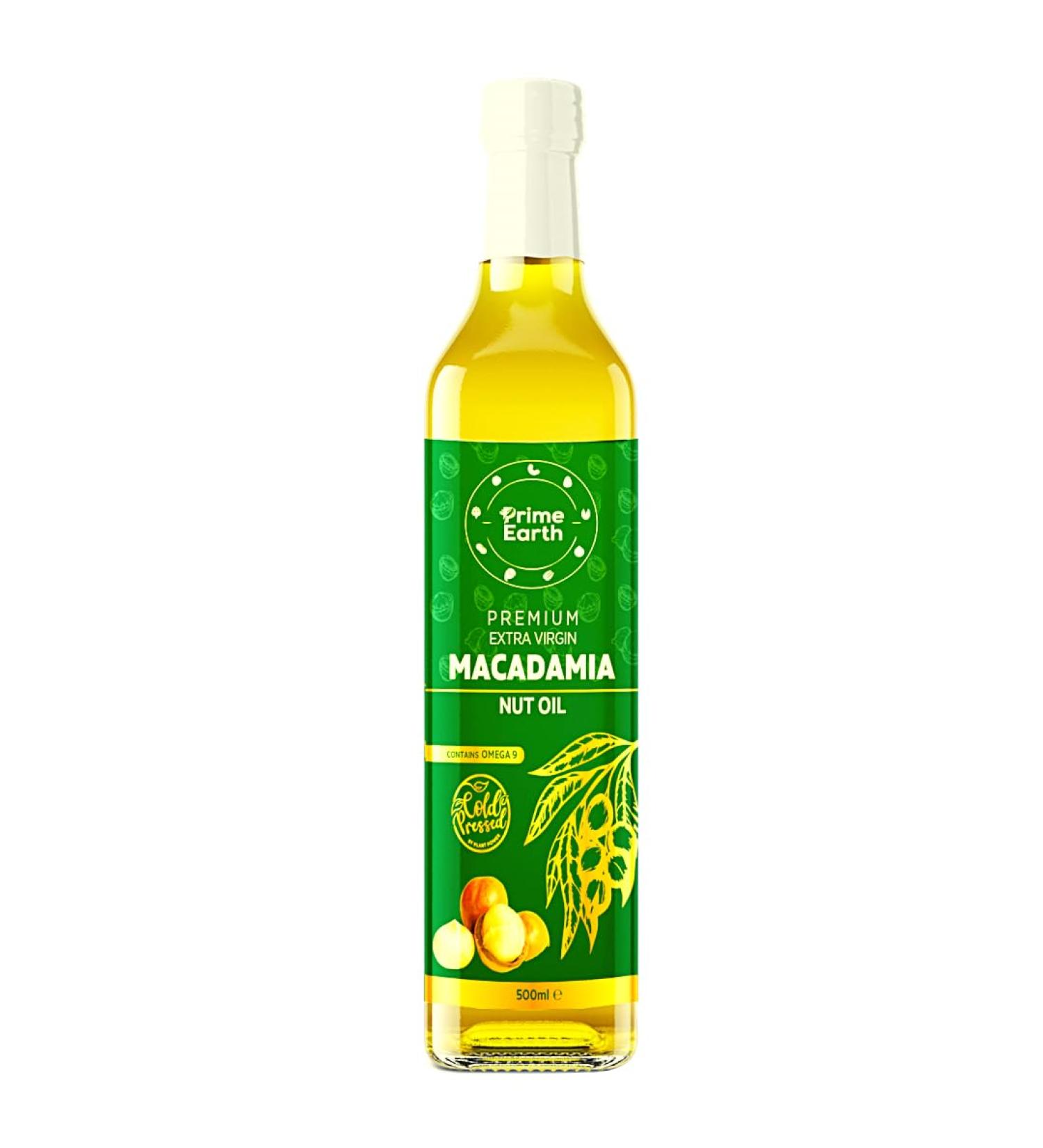 Prime Earth - Cold-Pressed Extra Virgin Macadamia Nut Oil - 1 x 500ml Bottle - Omega 3 6 & 9 - Plant Based - Keto - Paleo - Single Origin - Bottled in the UK  - Buy Online on GoSupps.com