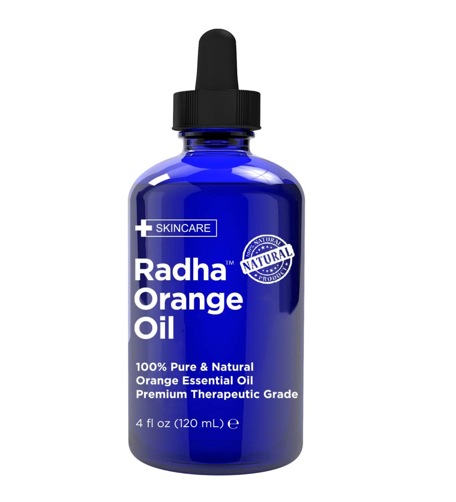 Radha Beauty 100% Pure Orange Essential Oil - 4oz Bottle - Therapeutic Grade for Cleansing, Uplifting, and Focus - Buy Online on GoSupps.com