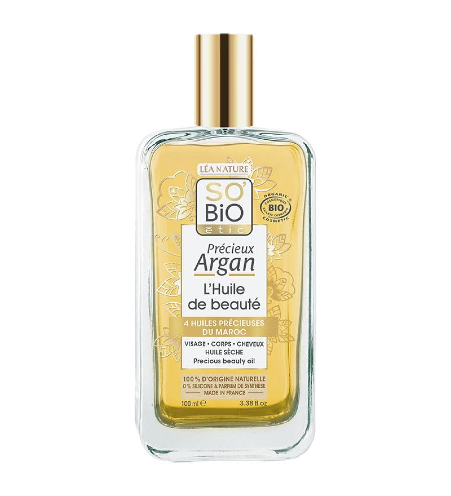 So bio tic Cosmetic oil valuable argan nourishing regenerating sublime face body and hair 100 natural origin made in France 100 ml