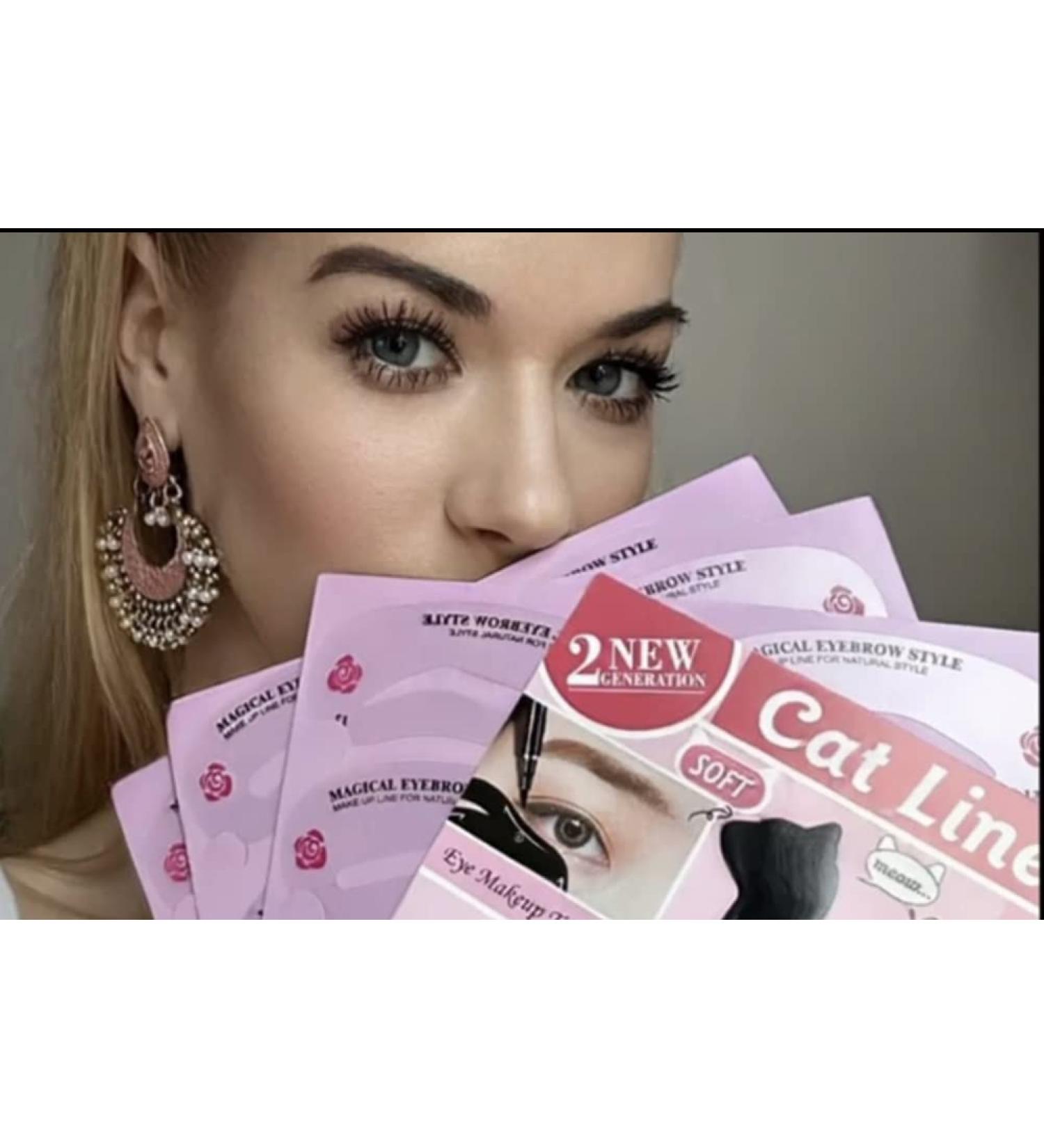 Fabulous Lab Reusable Makeup Tool Cat Eye Eyeliner Stencil 24 Eyebrow shape Guides & Template For Shaping Eye Liner & Shadow - Buy Online on GoSupps.com