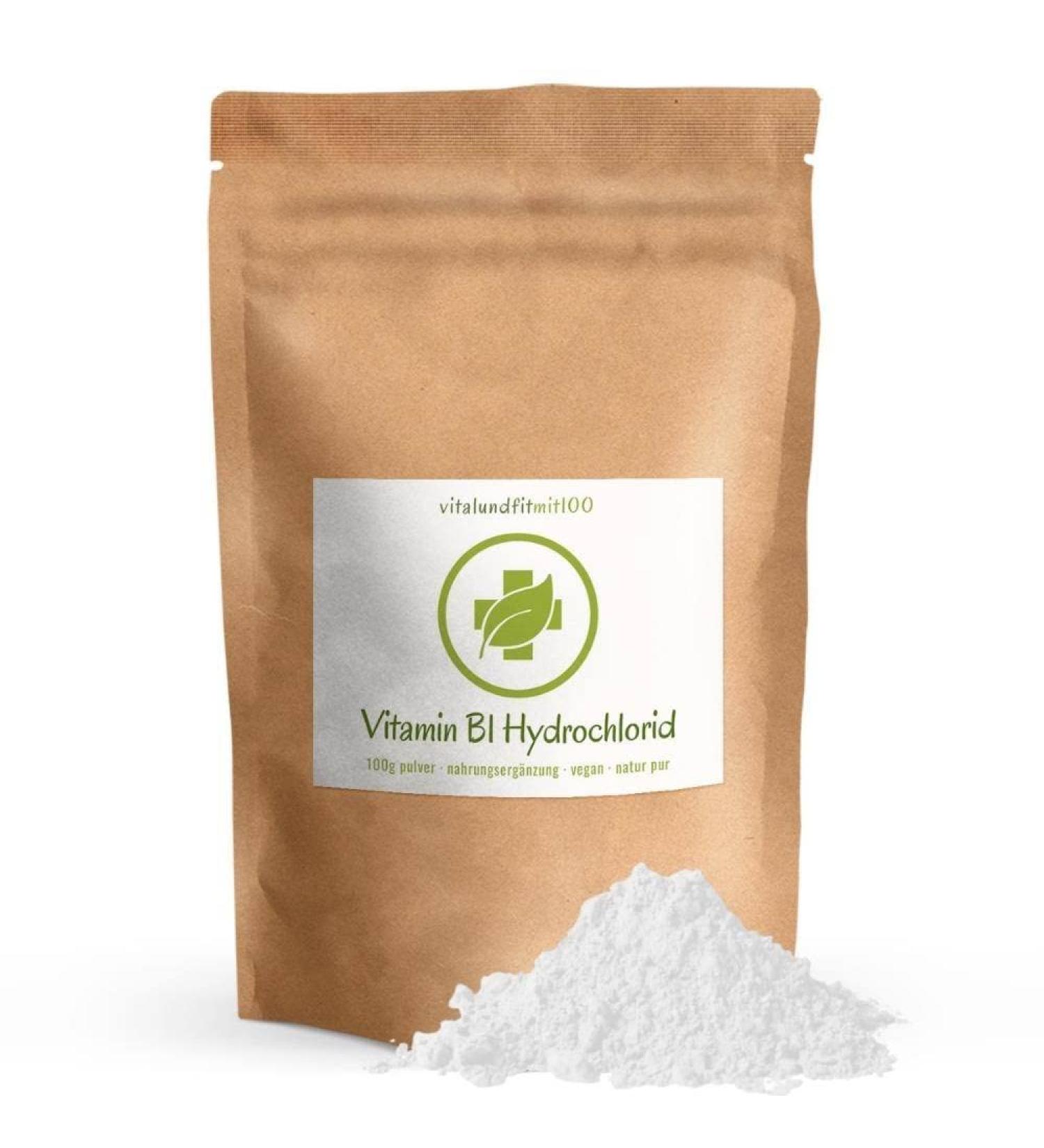 Buy High-Purity Vitamin B1 Hydrochloride (Thiamin) 100g - Natural Vegan High Bioavailability Non-GMO No Additives - International Shipping Available - Buy Online on GoSupps.com