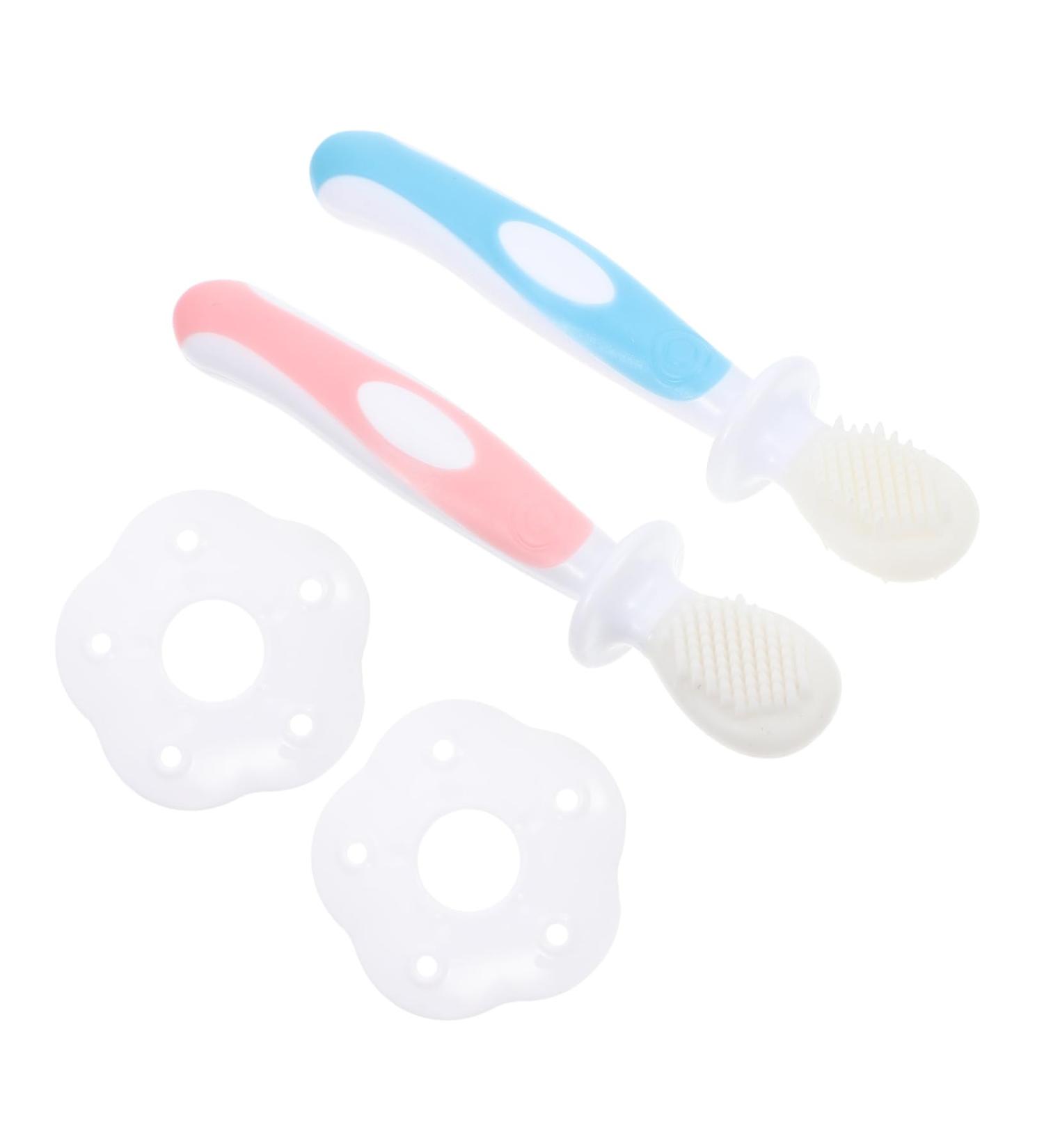 Beavorty Silicone Toothbrush for Babies - Gentle Tooth Cleaning Brush & Bite Toy for Milk Teeth | Baby Teeth Care Tool in Pink - Buy Online on GoSupps.com
