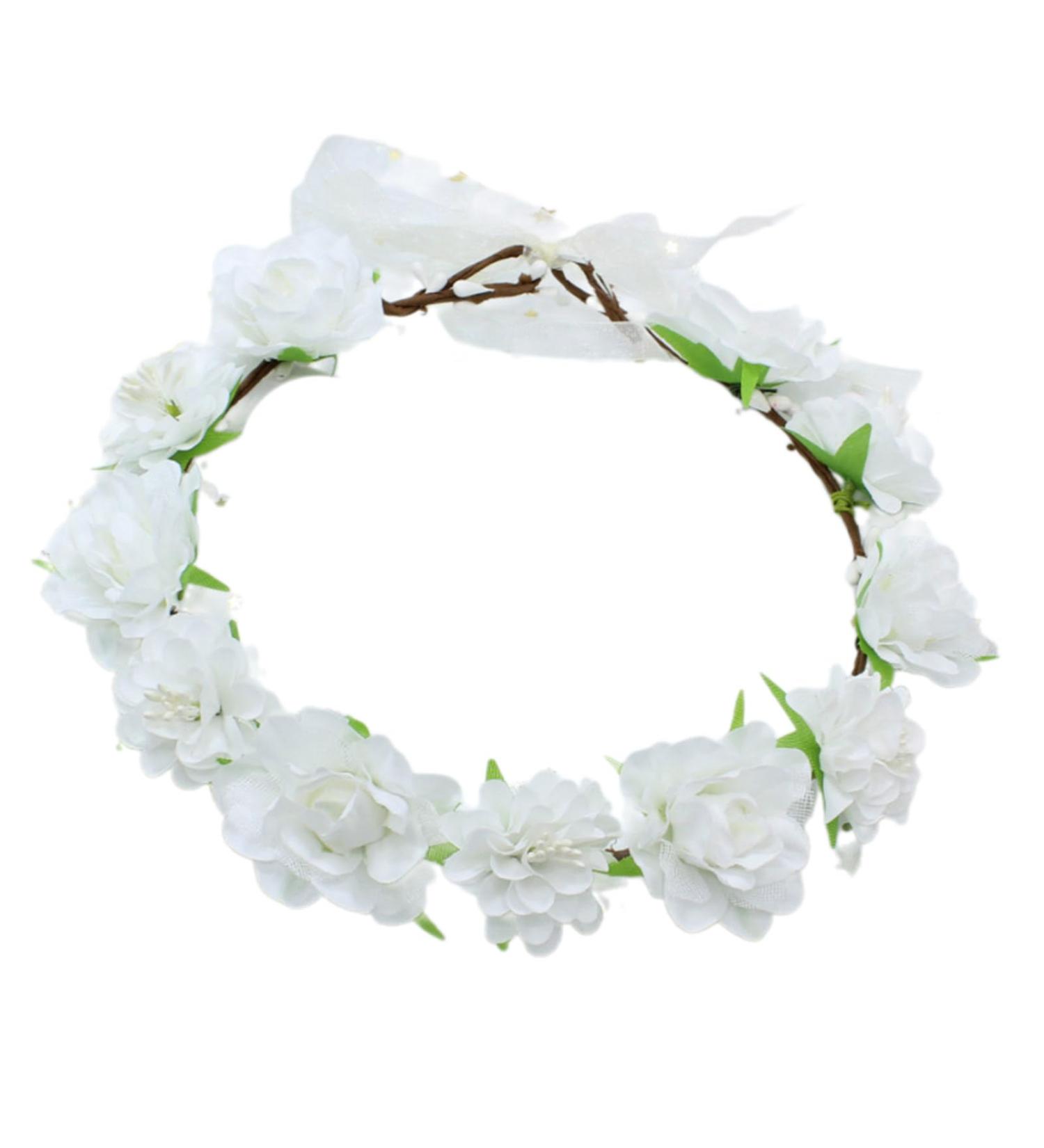 amangul Flower Headbands Women Bride Flower Crown For Wedding Party Supply Floral Garlands Crown Hair Wreath Floral Headbands(White) - Buy Online on GoSupps.com