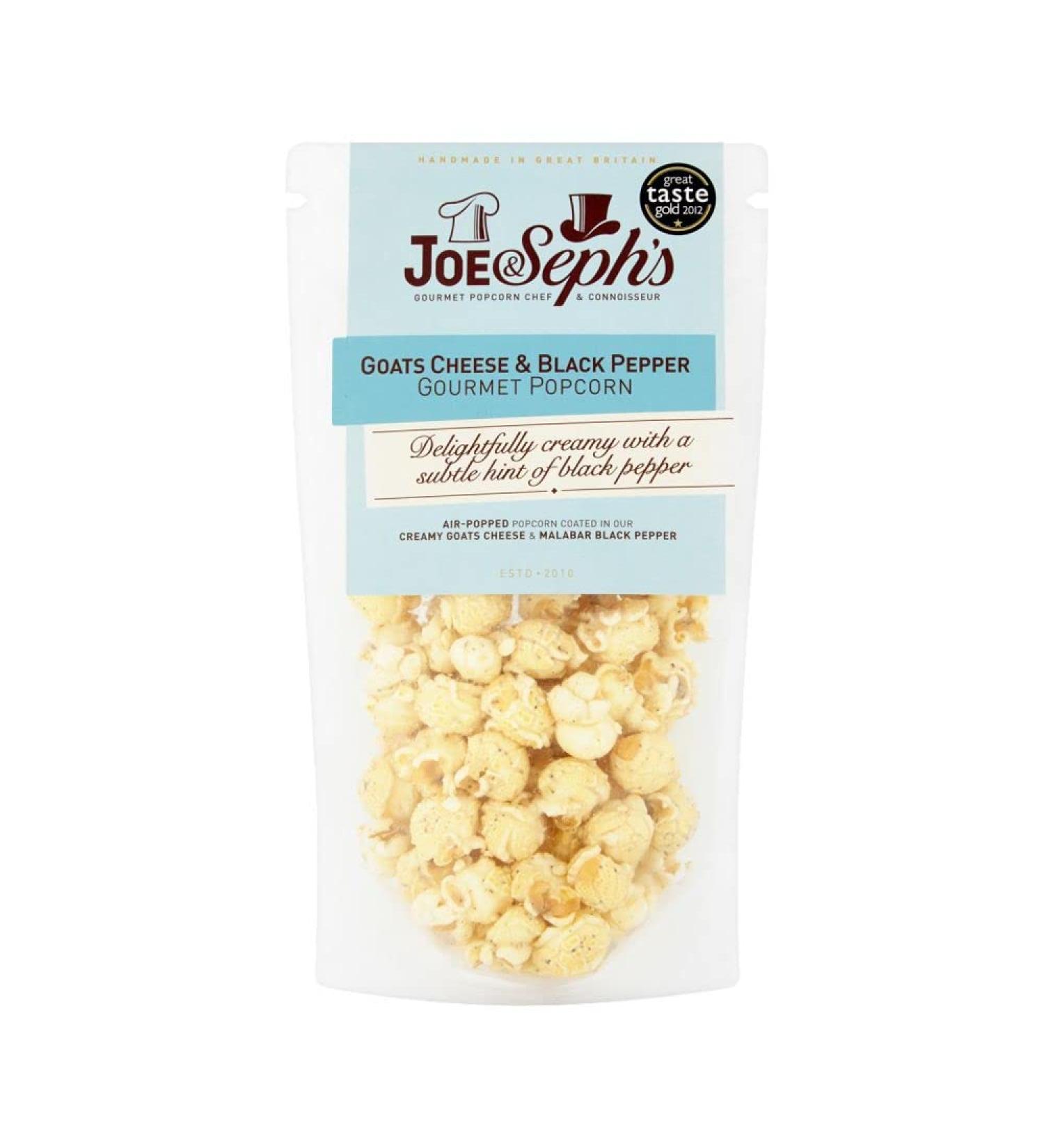 Joe and Sephs Goats Cheese and Black Pepper Popcorn 90 g (Pack of 3)