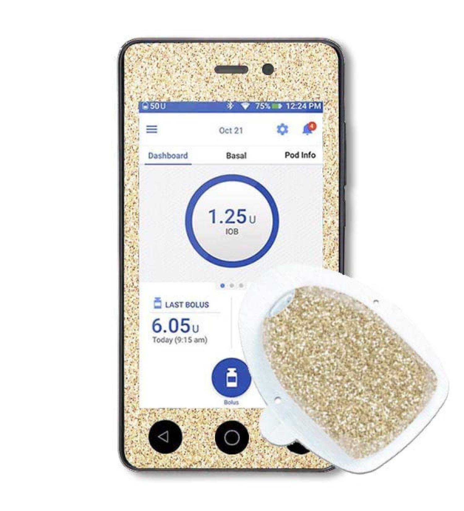 Diasticker Omnipod Dash Sticker/Decal - Gold Glitter | Customizable & Stylish Diabetes Management - Buy Online on GoSupps.com