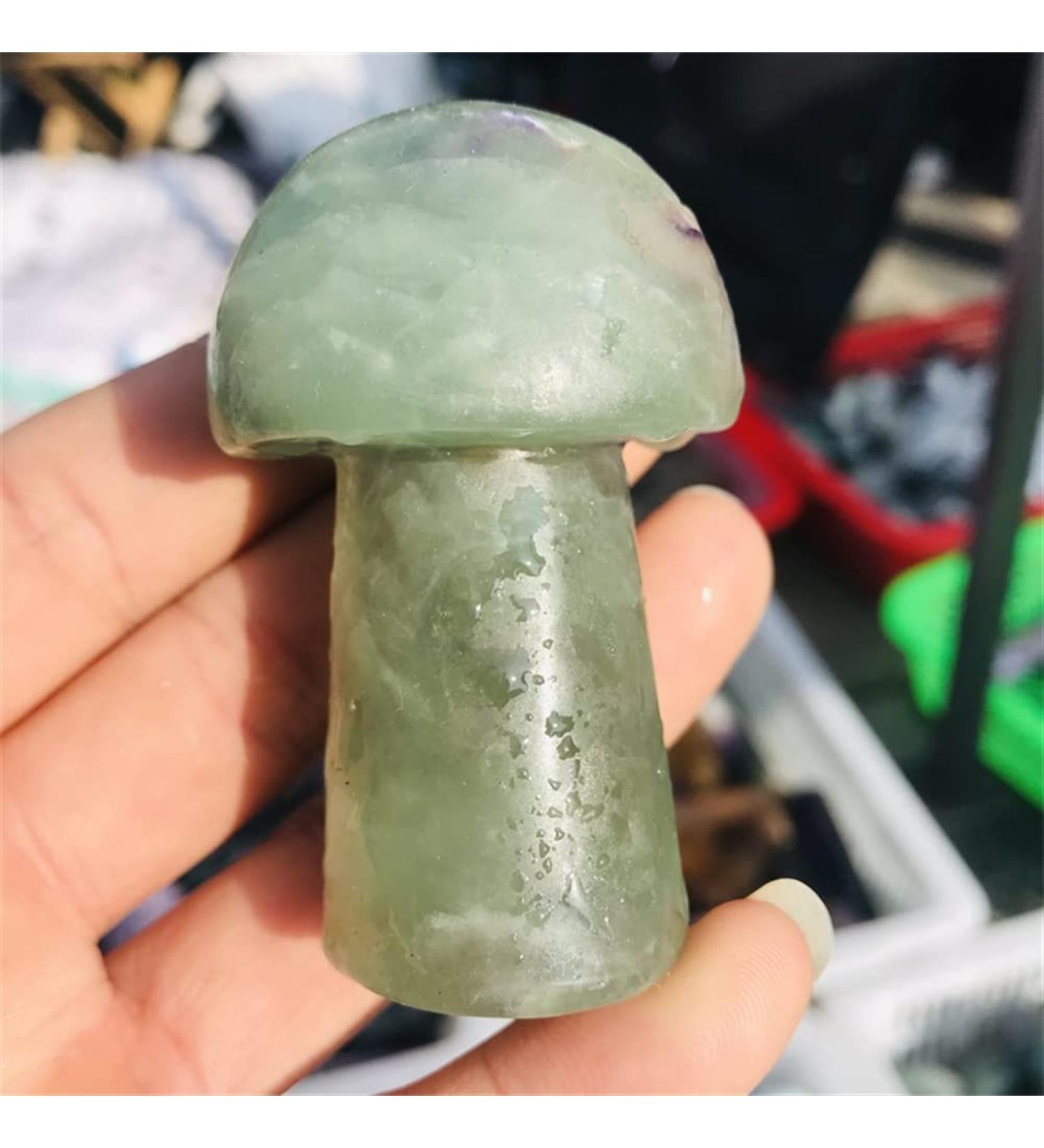 Stones Natural Green Purple Fluorite Crystal Mushroom Shaped Polished Stone Decor Natural Stones and Crystals Natural ningxiao 1PC