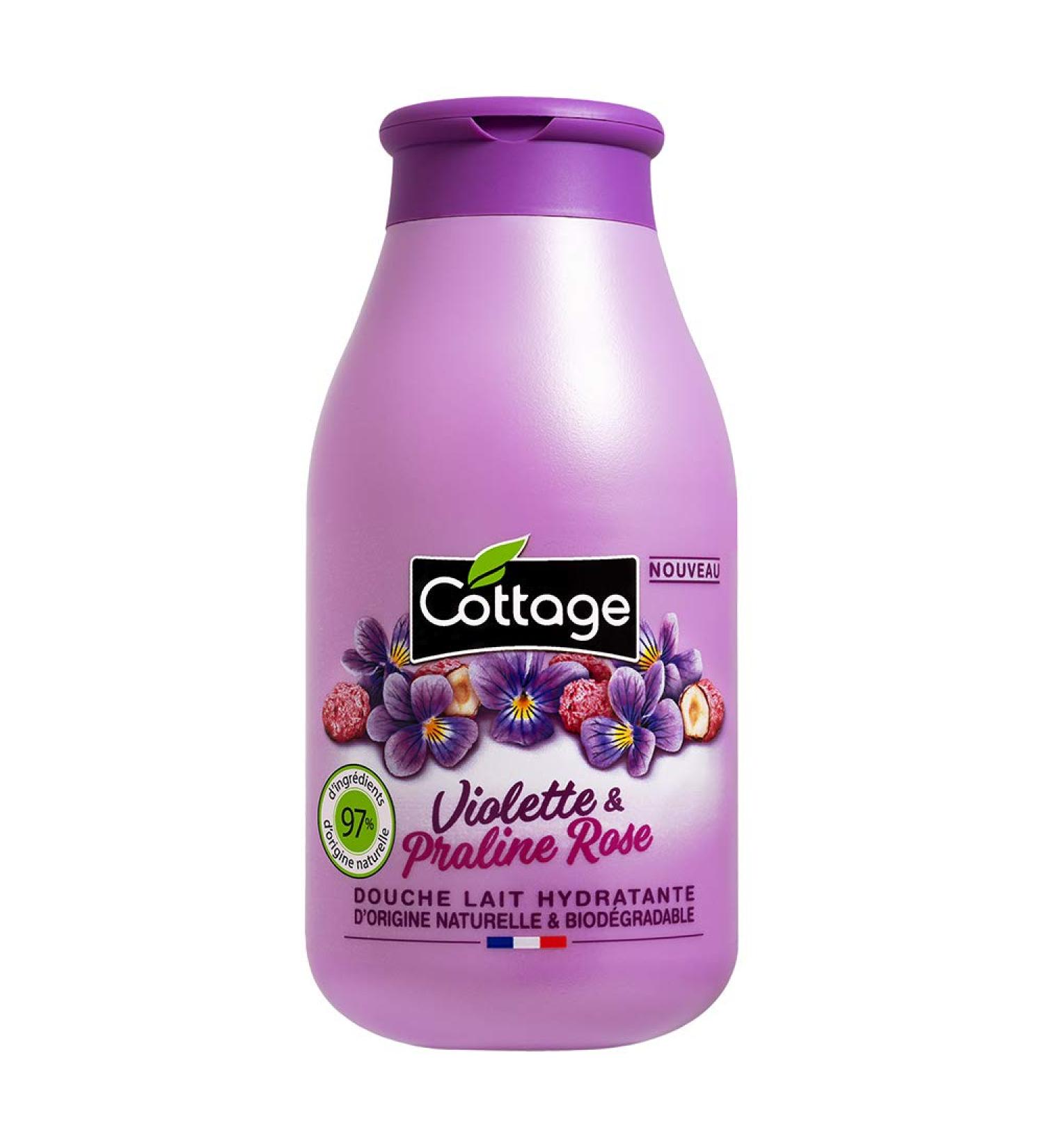 Cottage Shower Gel moisturizing milk 97 ingredients of natural origin 250 ml made in France violet and pink praline - Buy Online on GoSupps.com