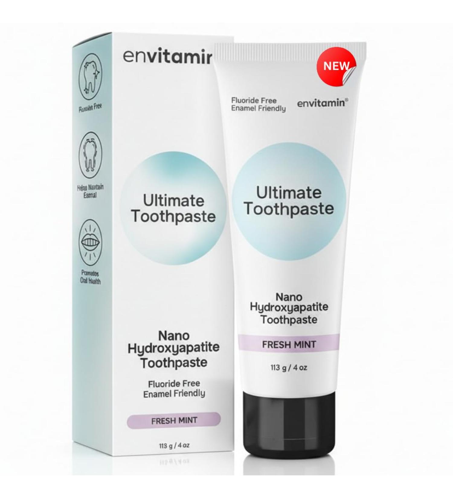 Fluoride Free Nano Hydroxyapatite Ultimate Toothpaste for Remineralizing Enamel & Sensitive Relief Whitening Antiplaque SLS Free Fresh Mint 4 oz (1 Tube Fresh Mint) Fresh Mint 4 Ounce (Pack of 1) - Buy Online on GoSupps.com