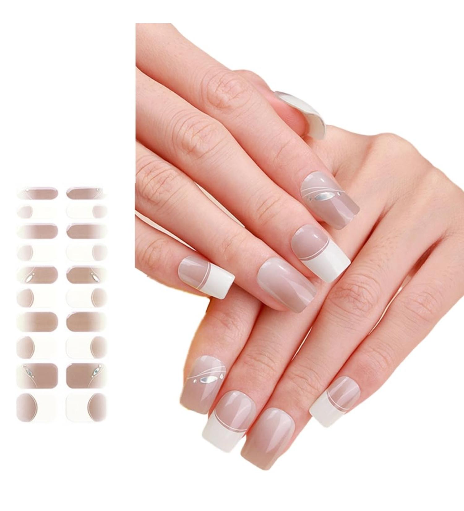 TQUXNGA Semi Cured Gels Nails Stickers Light Required Nails Polish Strips Gels Nail Strips Nails Decortions for Party Wedding Style11 - Buy Online on GoSupps.com