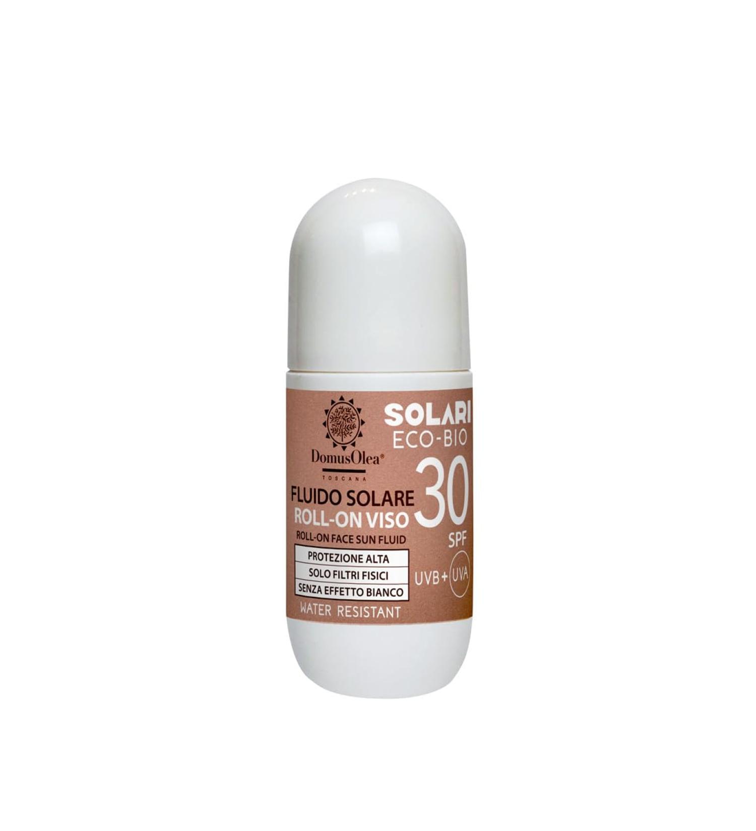 Domus Tuscan Oil RollOn SPF 30 Sunscreen for the face physical only mineral filter microencapsulated without nanoparticles UVAUVB protection waterproof 50 ml ecobio DOMUS OLEA TOSCANA - Buy Online on GoSupps.com