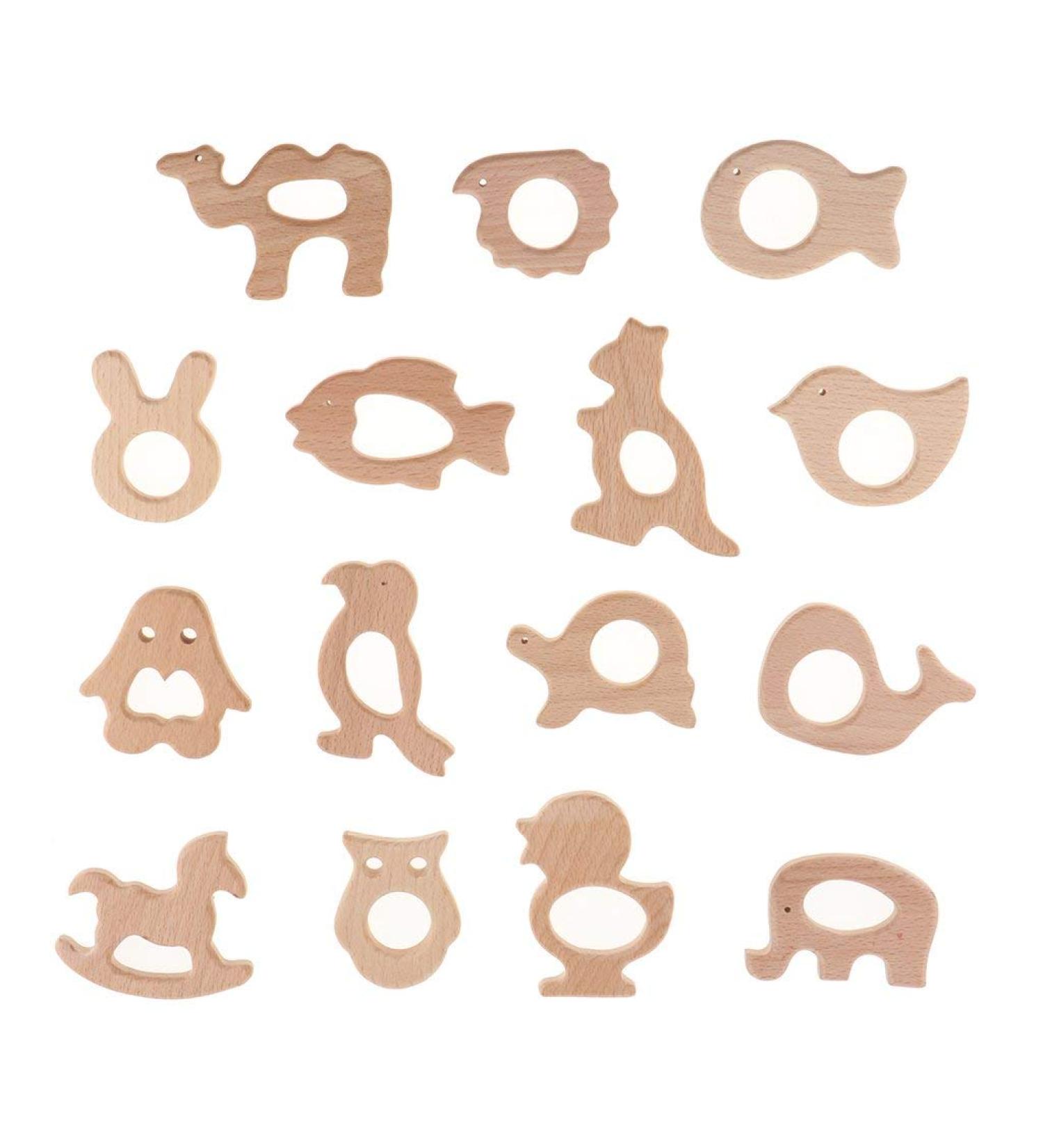 Tenlacum Natural Beech Wood Teething Ring - BPA Free 15 Pack | Eco-Friendly Baby Teething Toy for International Shipping - Buy Online on GoSupps.com