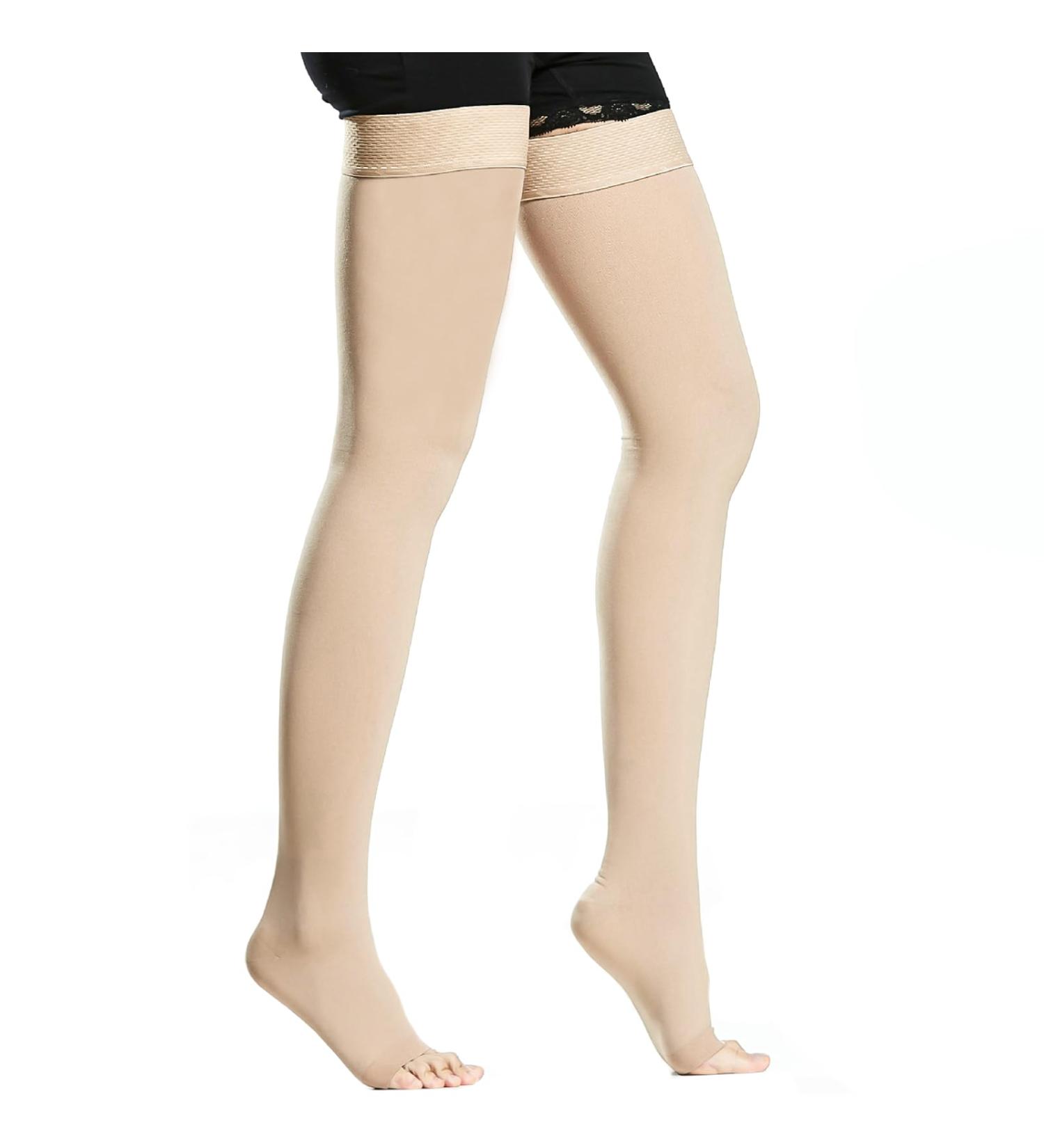 Bella Medical Compression Stockings 20-30 mmHg for Women & Men | Thigh Support Stockings for Edema | Silicone Band | Beige - Buy Online on GoSupps.com