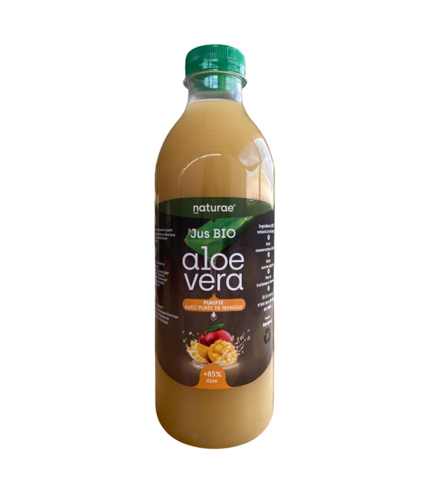 NATURAE Organic Aloe Vera Juice with Mango - 1 unit of 1000 ml (1)- Aloe Vera drink with pieces - Buy Online on GoSupps.com