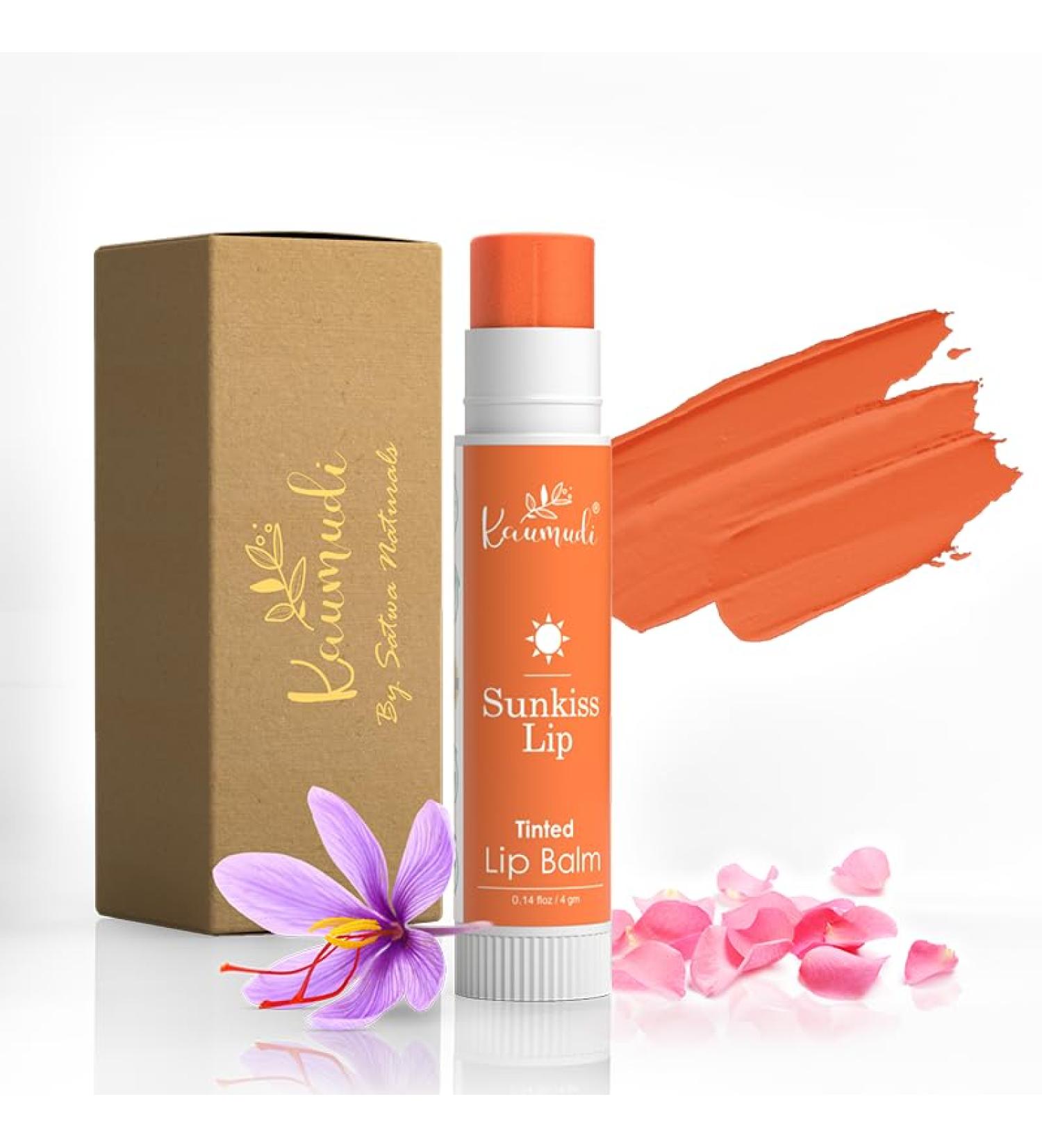 Kaumudi Handmade & Natural Lip Balm for Women & Men with Rose Damascena & Saffron Essential Oil (Sunkiss Lip) - Buy Online on GoSupps.com