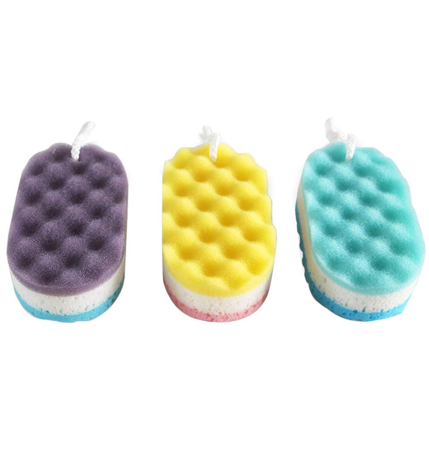 Healifty Bath Sponge Set - 3PCS Exfoliating Peeling Scrubber for Smooth Skin | International Shipping - Buy Online on GoSupps.com
