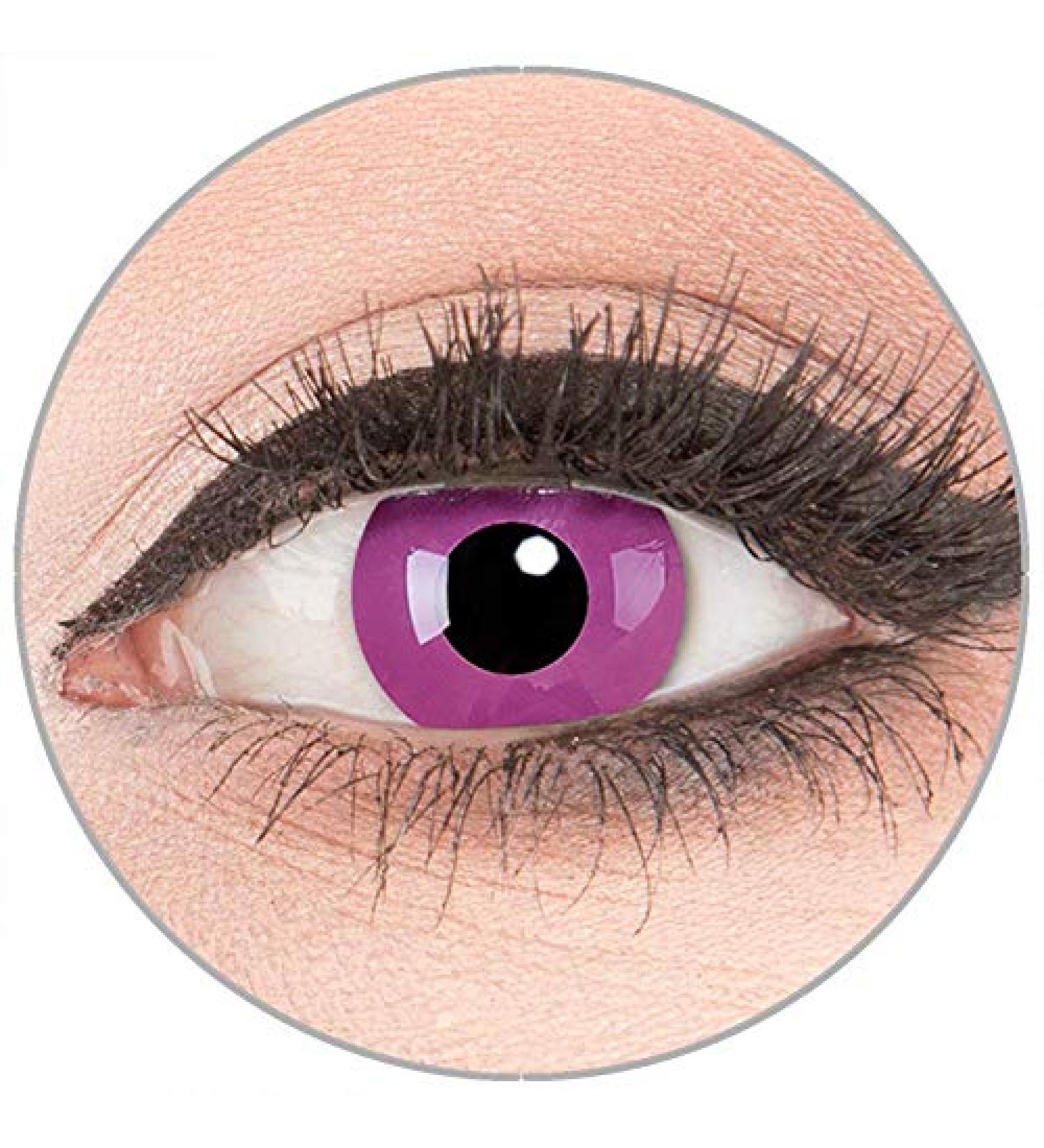 Buy Top Quality Crazy Fun Purple Colored Contact Lenses for Carnival & Halloween | GlamLens - 1 Pair + 60ml Solution & Container - Buy Online on GoSupps.com
