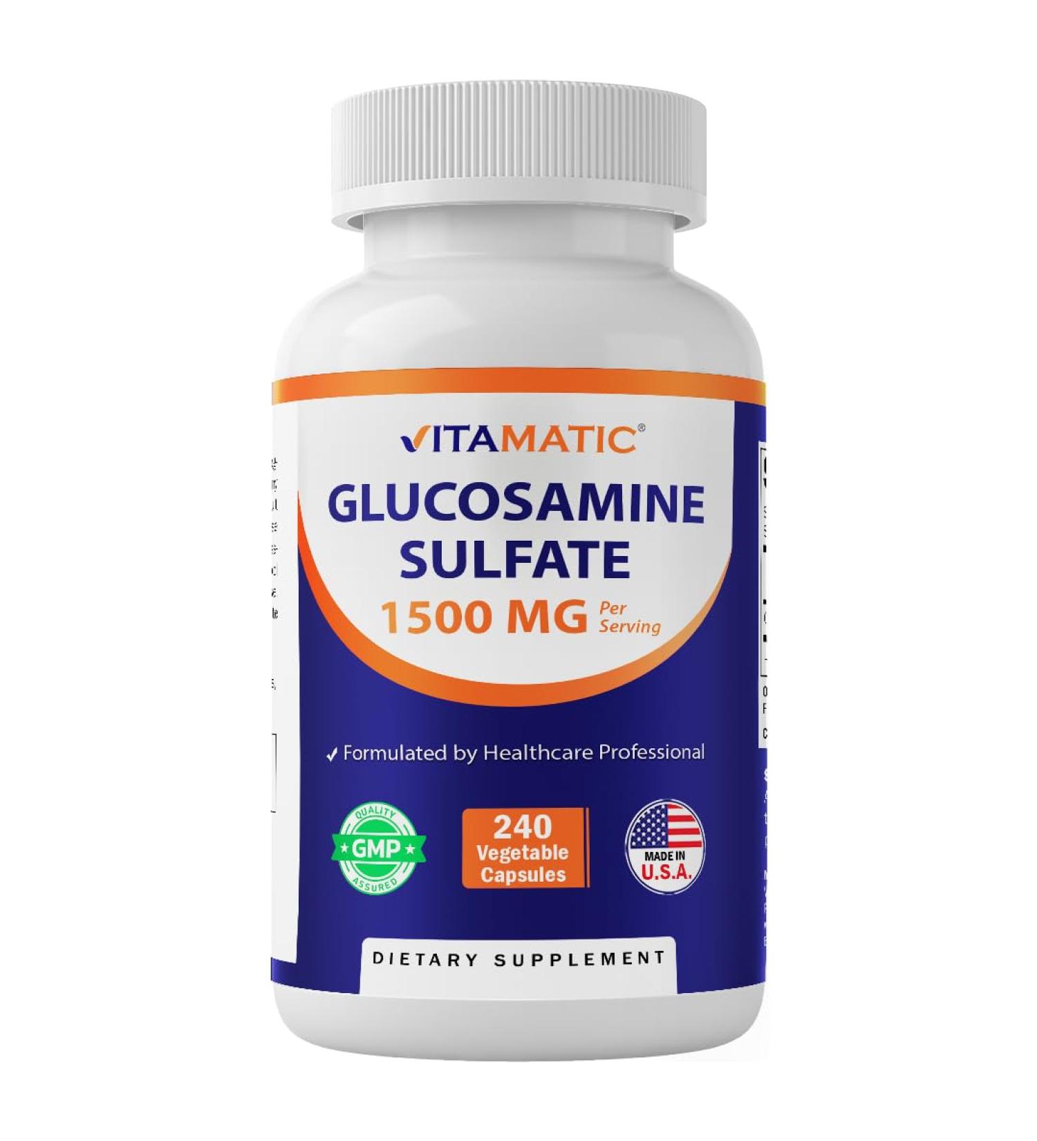 Vitamatic Glucosamine Sulfate Supplement, 1500mg, 120 Servings, 240 Capsules 240 Count (Pack of 1) - Buy Online on GoSupps.com
