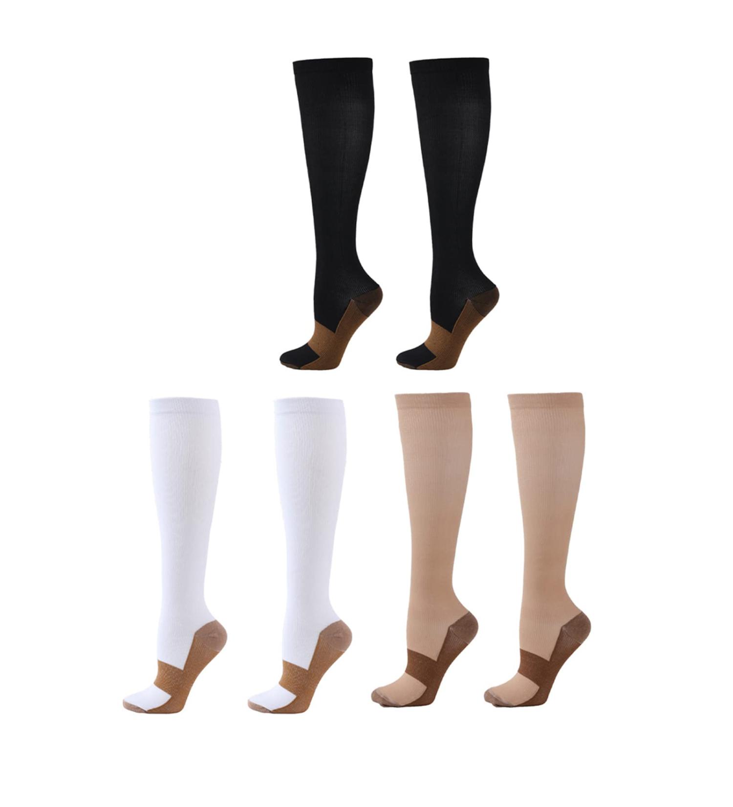Kenanlan Compression Sports Socks - 3 Pairs of Breathable Knee-High Compression Stockings for Sports (L-XL) - Stretchy Sweat-Absorbing Ideal for Athletes Worldwide - Buy Online on GoSupps.com