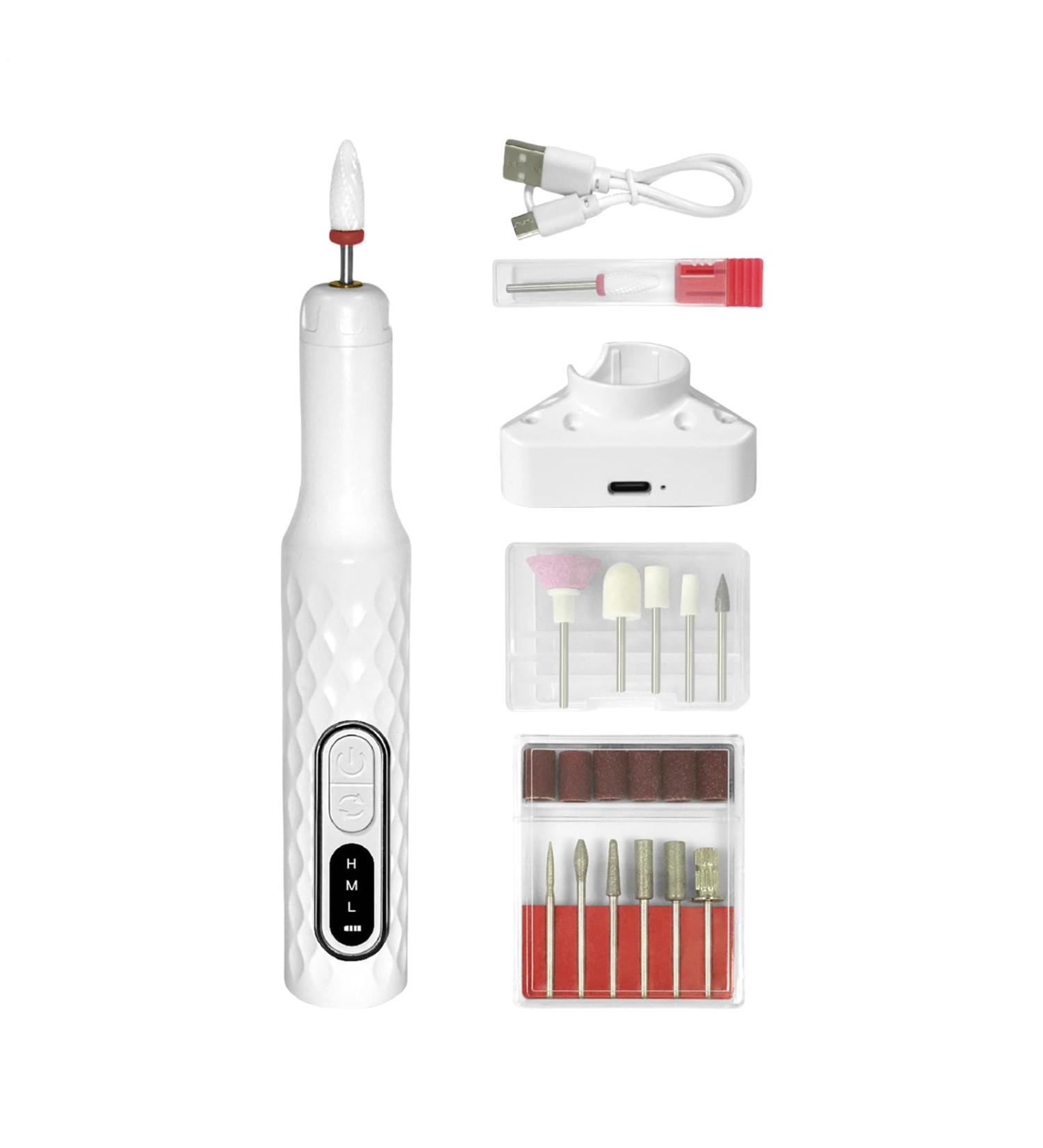 Kit de lime ongles lectrique | Kit fin pour ongles en acrylique et gel Machine de manucure et p dicure r utilisable avec 15 000 tr/min pour travailler et polir avec pr cision Argent  - Buy Online on GoSupps.com