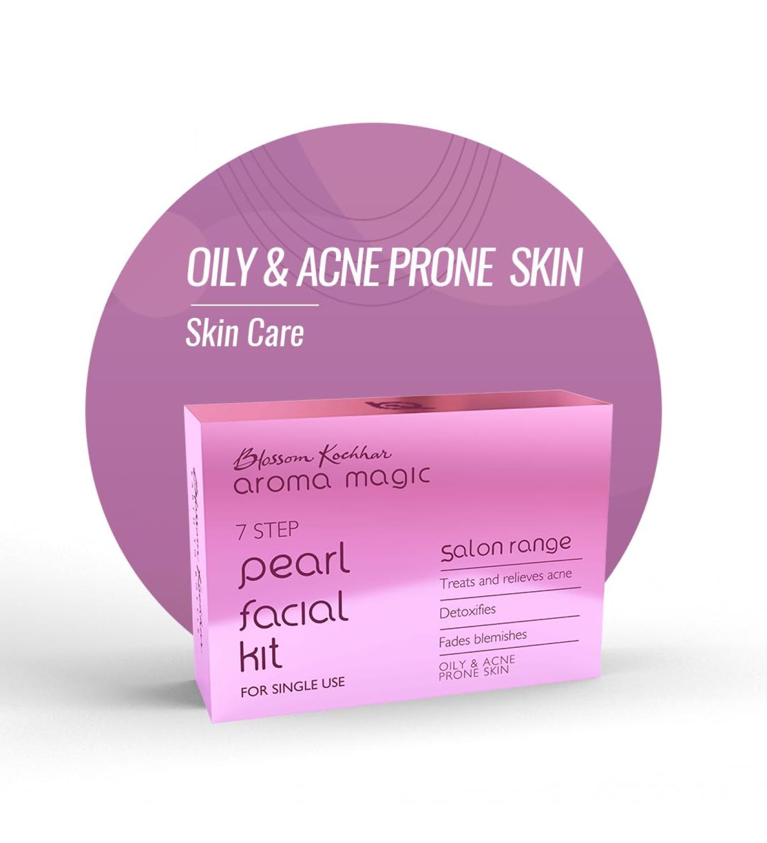 Aroma Magic Pearl Facial Kit - 7 Steps Skincare Set for Oily & Acne Prone Skin | Deep Cleansing Reduces Spots & Smoothens Skin | Single Use - Buy Online on GoSupps.com