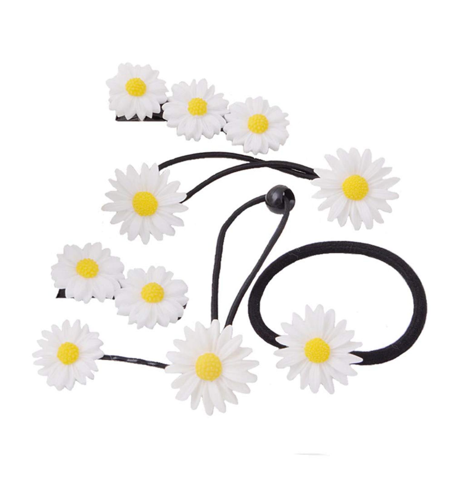 LOVEF 18 Pcs Daisy Hair Accessories Set - Bobby Pins, Barrettes, Hair Ties - Pastoral Style Floral Hair Clips & Elastic Bands - Buy Online on GoSupps.com