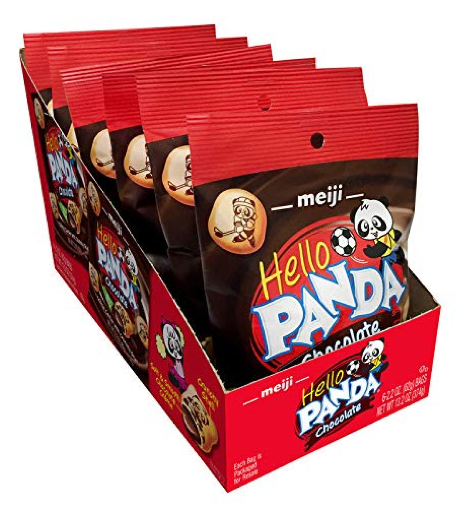 Meiji Hello Panda Chocolate Creme Filled Cookies 2.2oz Pack of 6 - Bite-Sized Fun Panda Sports Snacks - Buy Online on GoSupps.com