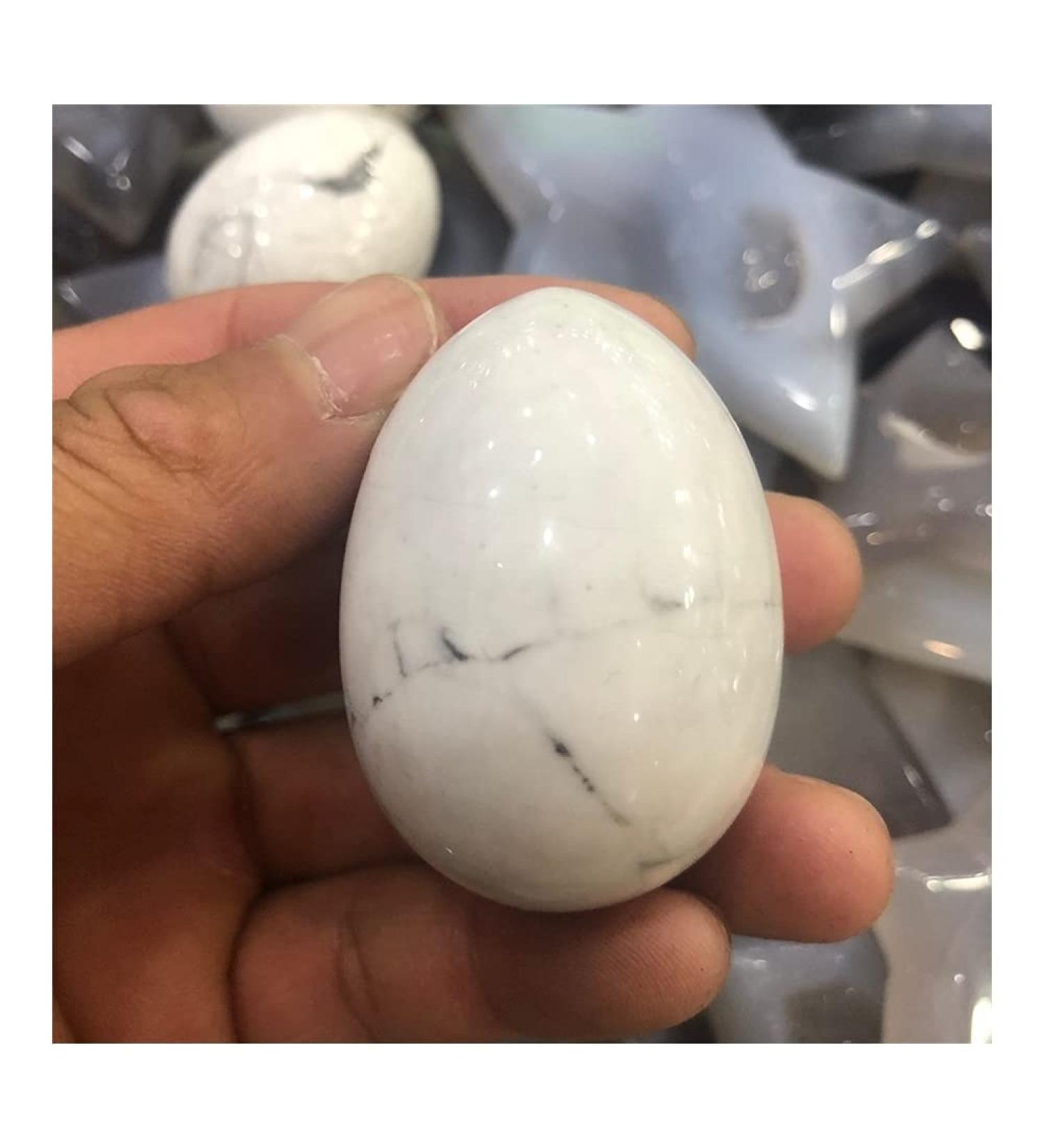 1pcs Natural White Turquoise Crystal Egg Rock heal Gemstone Crystal Ornaments Stone Mineral Specimen - Buy Online on GoSupps.com