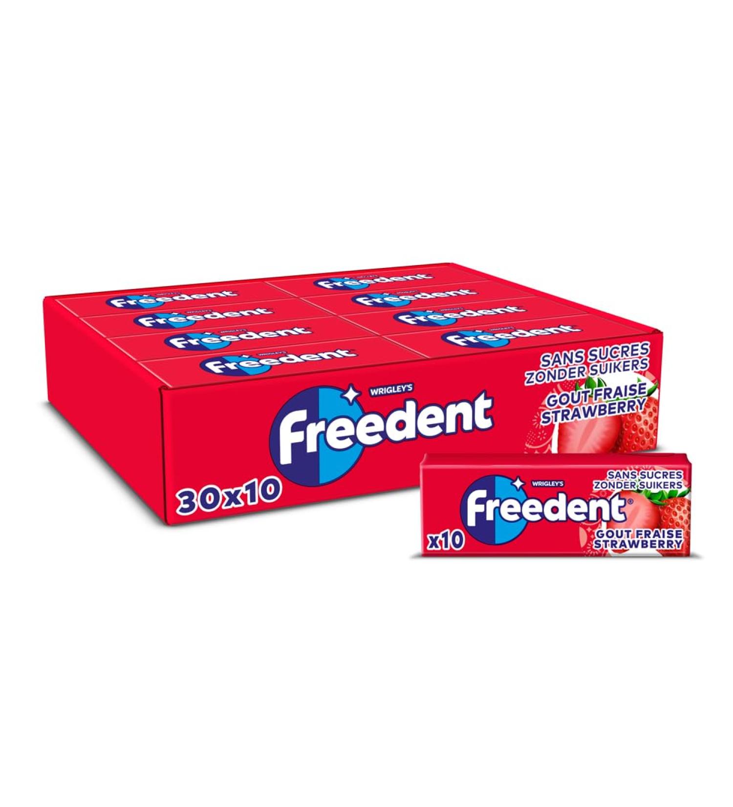FREEDENT - Strawberry flavored chewing gum without sugars - Large size containing 30 packs of 10 dragees - 420 g - Buy Online on GoSupps.com