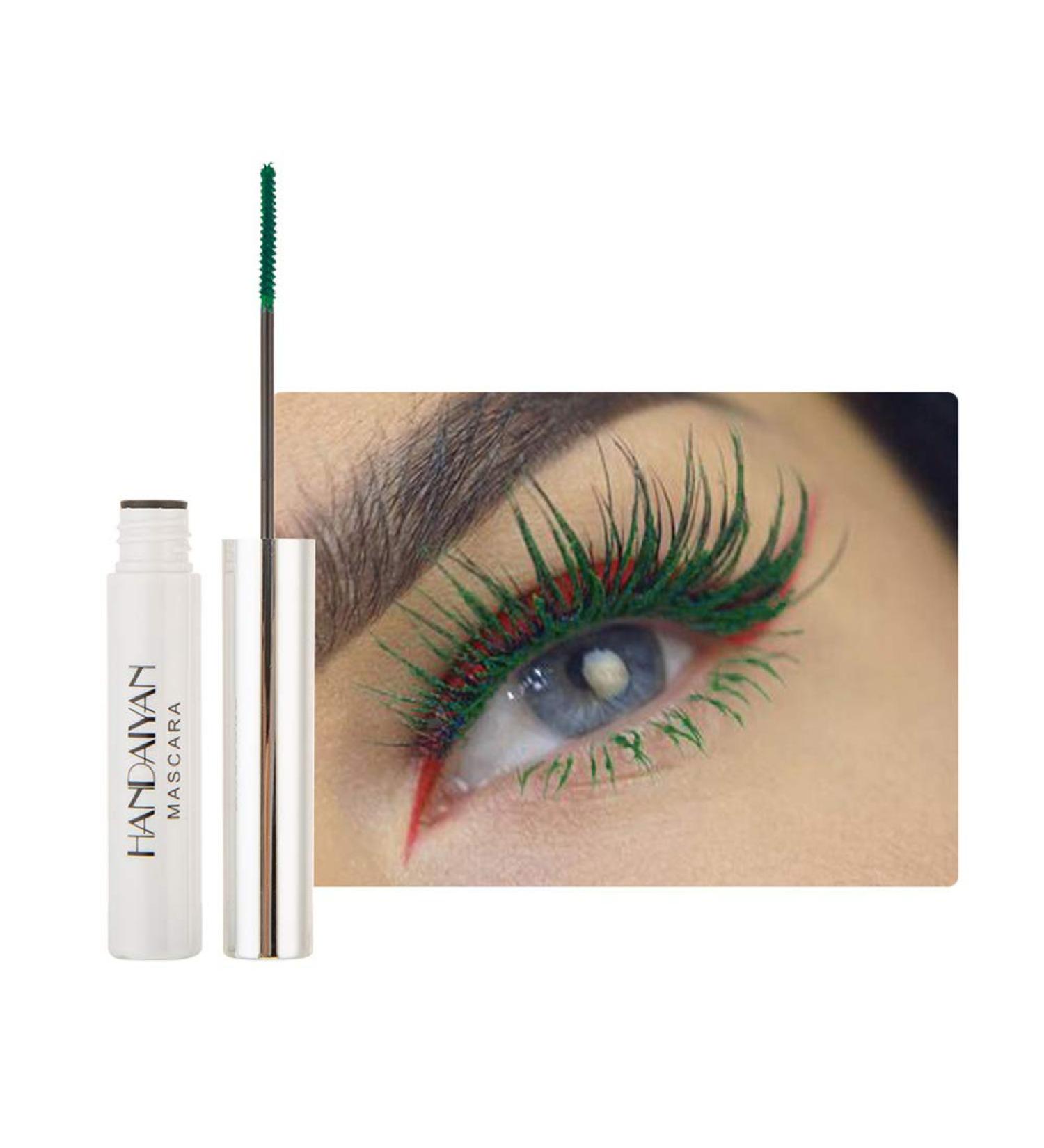 Allbestaye Waterproof Colorful Mascara - Long-lasting Green Black & White | Fine Brush for Stunning Eyelashes - Buy Online on GoSupps.com