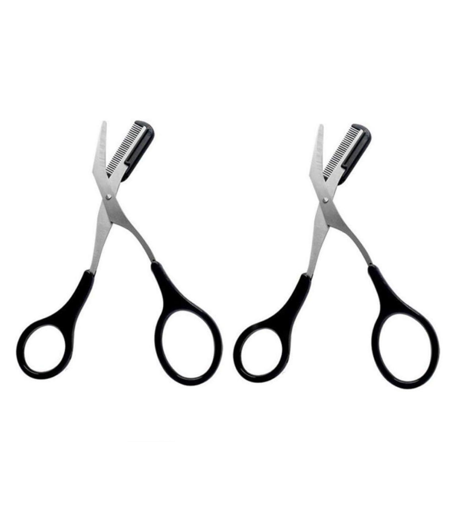 2 PCS Black Eyebrow Trimmer Scissor with Comb - Eye Shaping Cut Comb Scissors for Men and Women - Buy Online on GoSupps.com