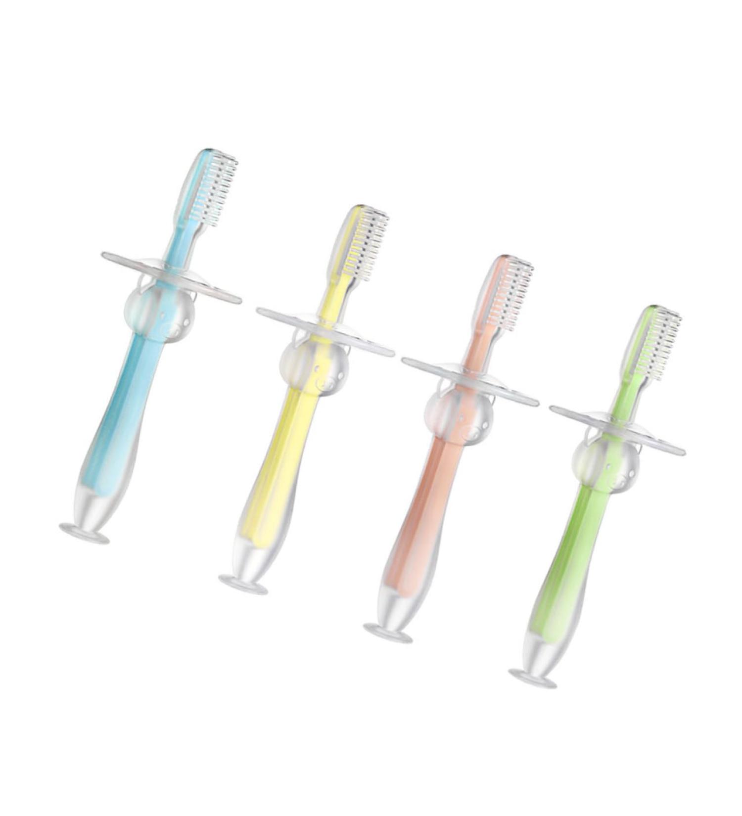 Homsfou 4-Piece Infant Training Toothbrush Set - Silicone Newborn & Toddler Toothbrushes for Gentle Teeth Cleaning - Buy Online on GoSupps.com