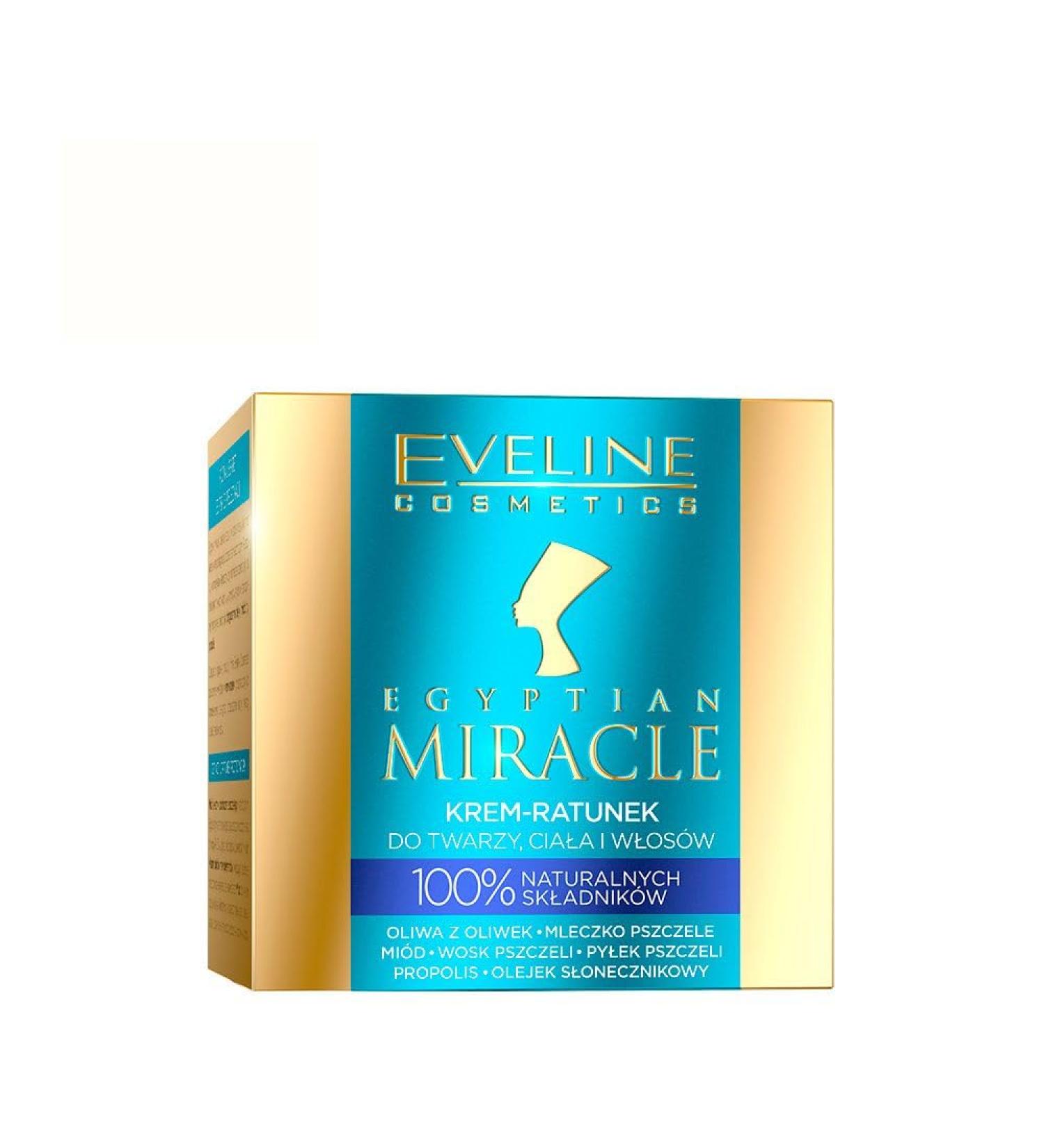 Eveline Cosmetics Egyptian Miracle Multi-Purpose Rescue Cream for Face Body & Hair - Nourishing Smoothing & Moisturising Formula with 7 Natural Ingredients - 40 ml - Buy Online on GoSupps.com