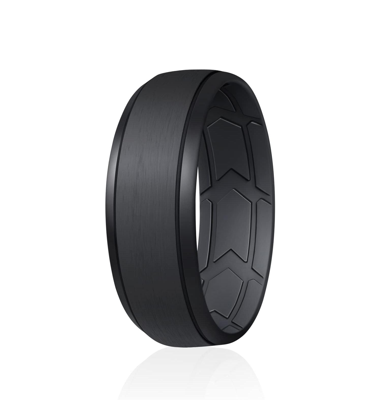 ROQ Men's Silicone Rubber Wedding Ring - Comfort Fit Band for Durable & Breathable Engagement, Black Size 10 - Buy Online on GoSupps.com