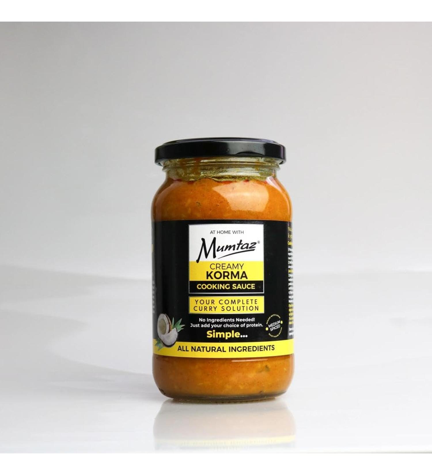 Mumtaz CREAMY KORMA Indian Curry Cooking Sauce - Restaurant Quality at Home - Medium Spiced - 350g Jar Serves 4-5 - All Natural Ingredients- Gluten Free- Vegetarian Friendly. - Buy Online on GoSupps.com