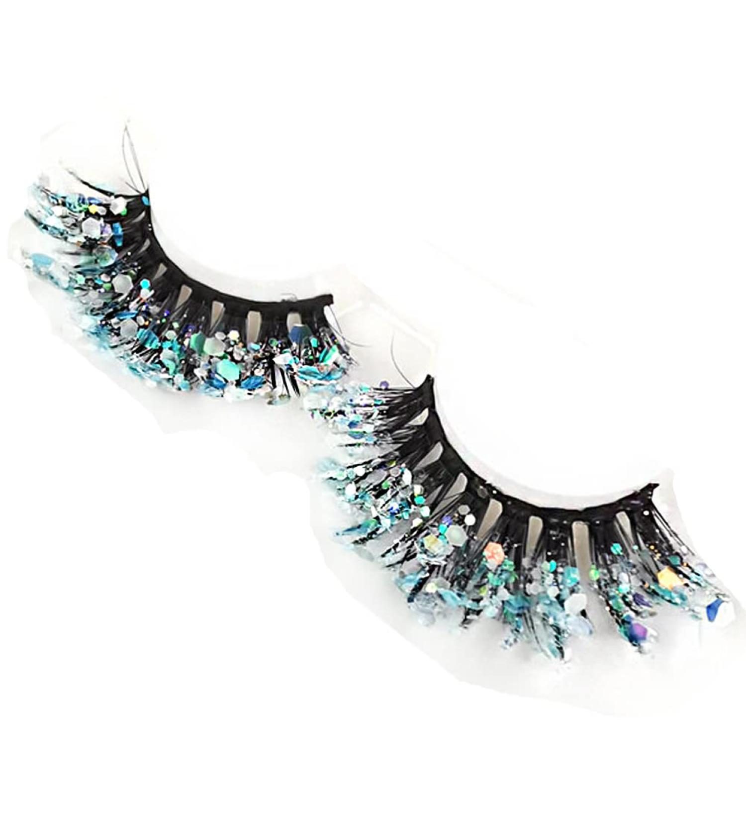 GL-Turelifes Glitter False Eyelashes - Dramatic Fluorescent Fake Lashes for Cosplay Stage & Parties | Thick & Sparkling Luminous Q-12 - Buy Online on GoSupps.com