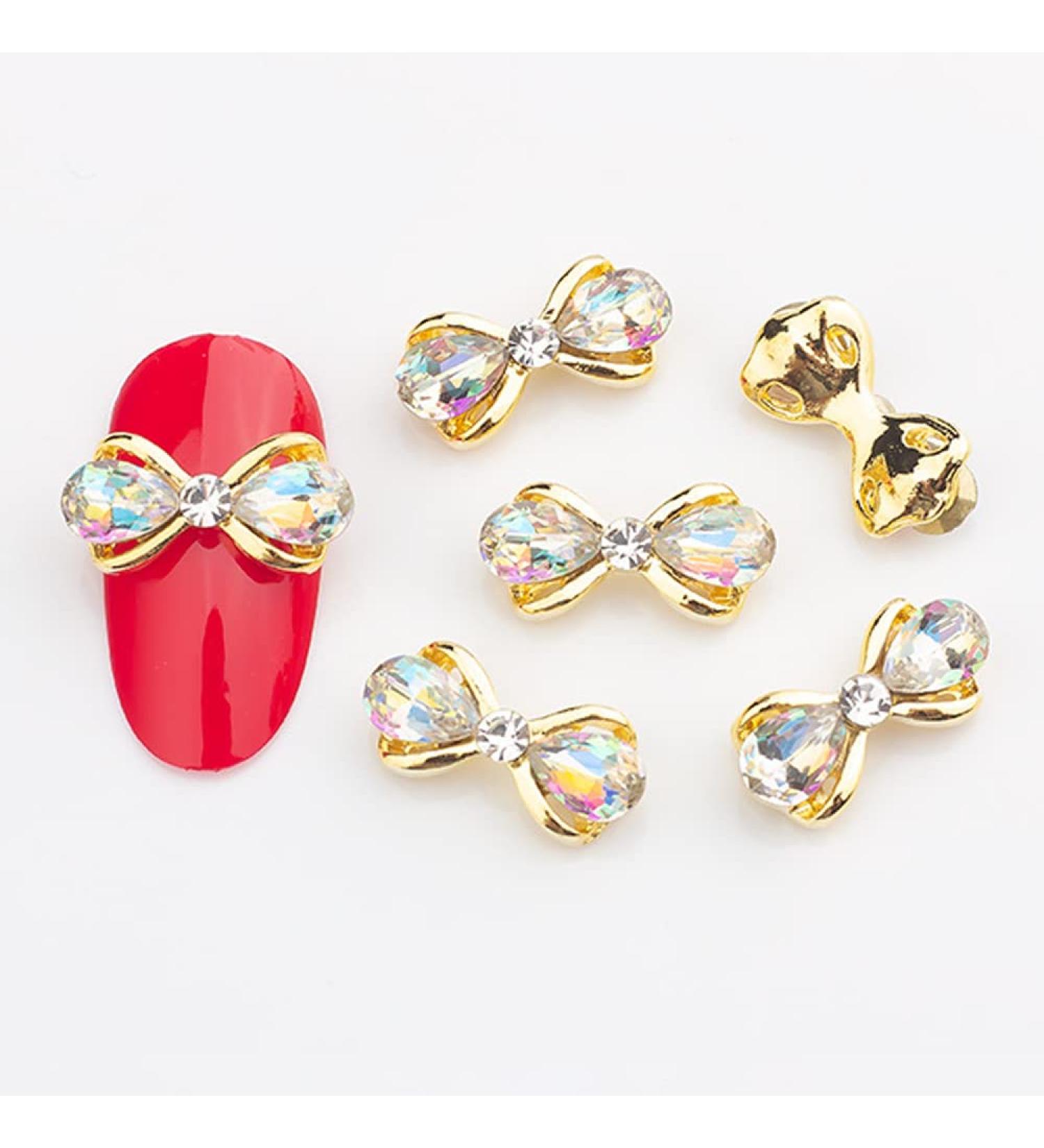10pcs 3D Nail Art Crystal Rhinestone Bow Big Gems Charms for Nail Art Decoration Jewelry Sparkle Craft DIY Beads (#3025 10pcs)