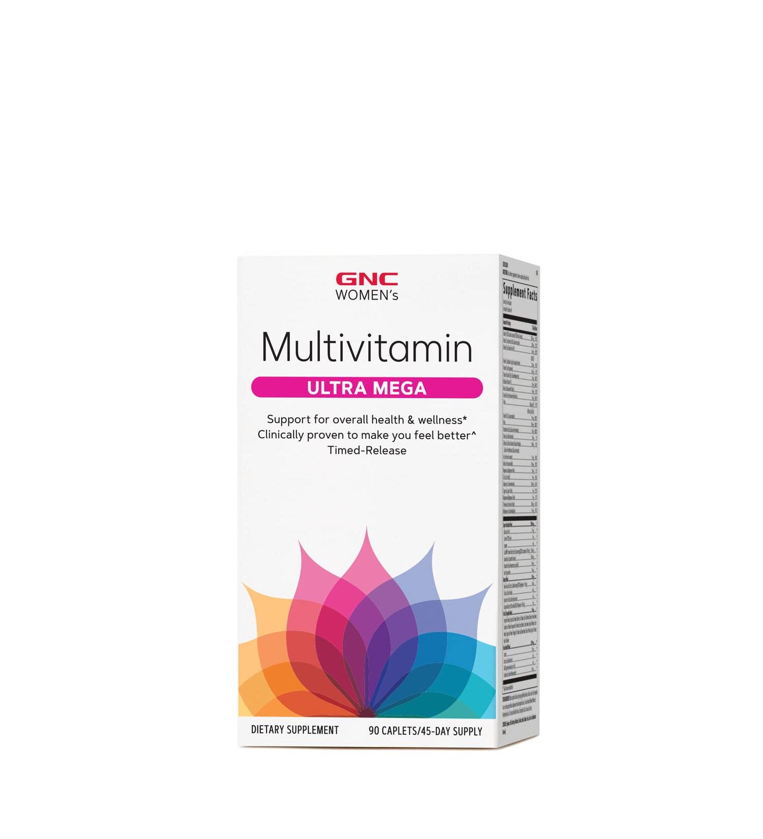 GNC Women's Ultra Mega Multivitamin | Supports Overall Health and Wellness | 90 Timed-Release Caplets - Buy Online on GoSupps.com