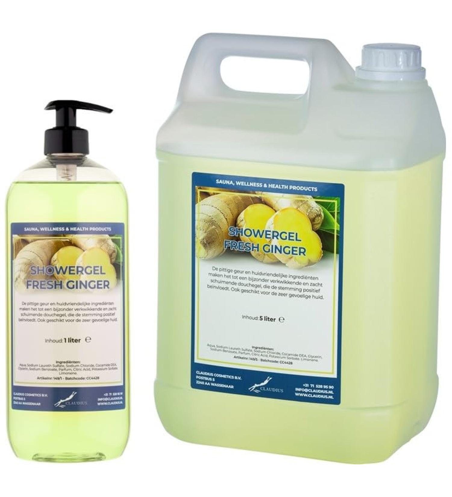 Claudius Showergel Fresh Ginger 5 liters + 1 liter with pump transparent