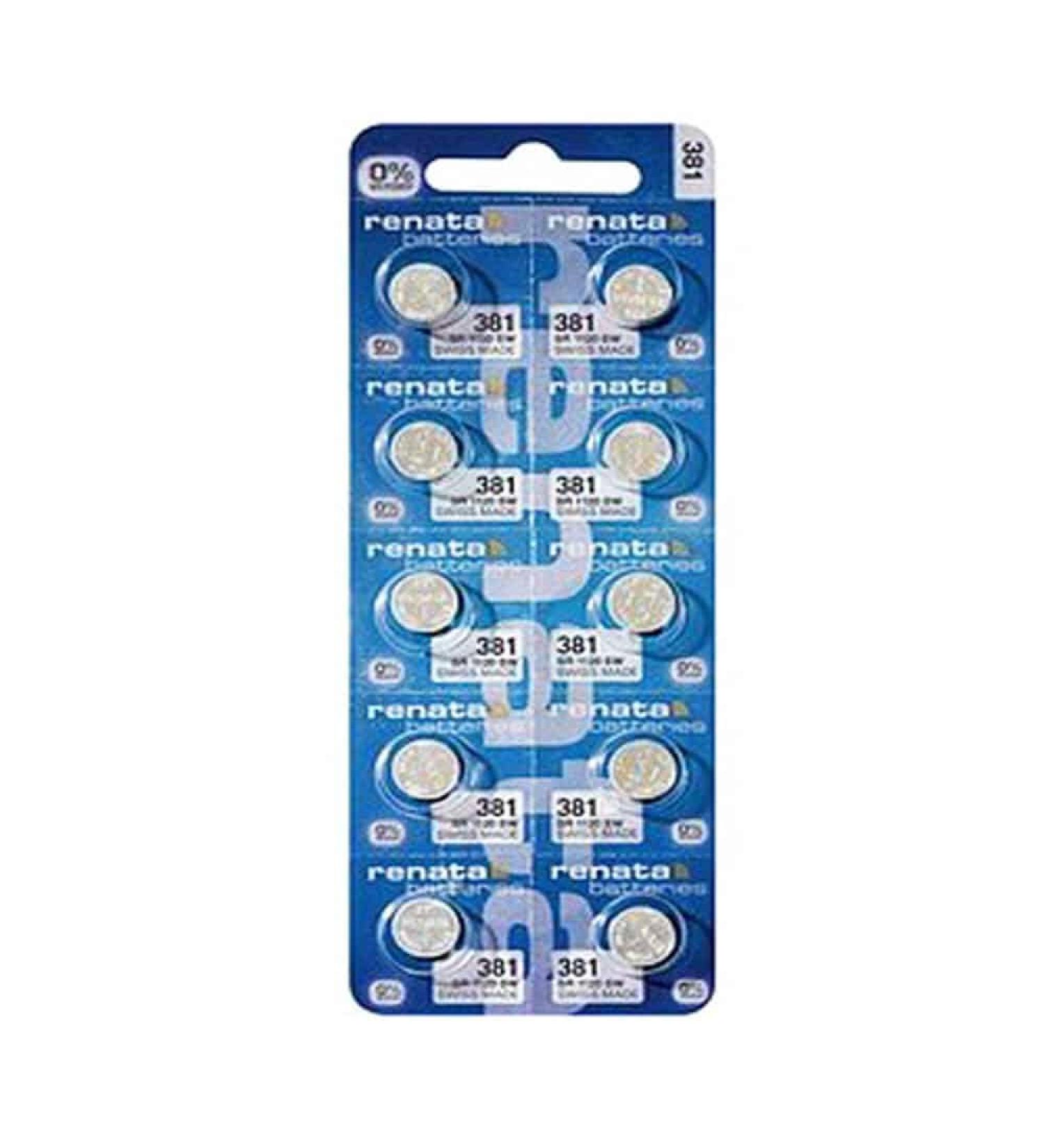 Renata 381 SR1120SW Batteries - 1.55V Silver Oxide 381 Watch Battery (10 Count)