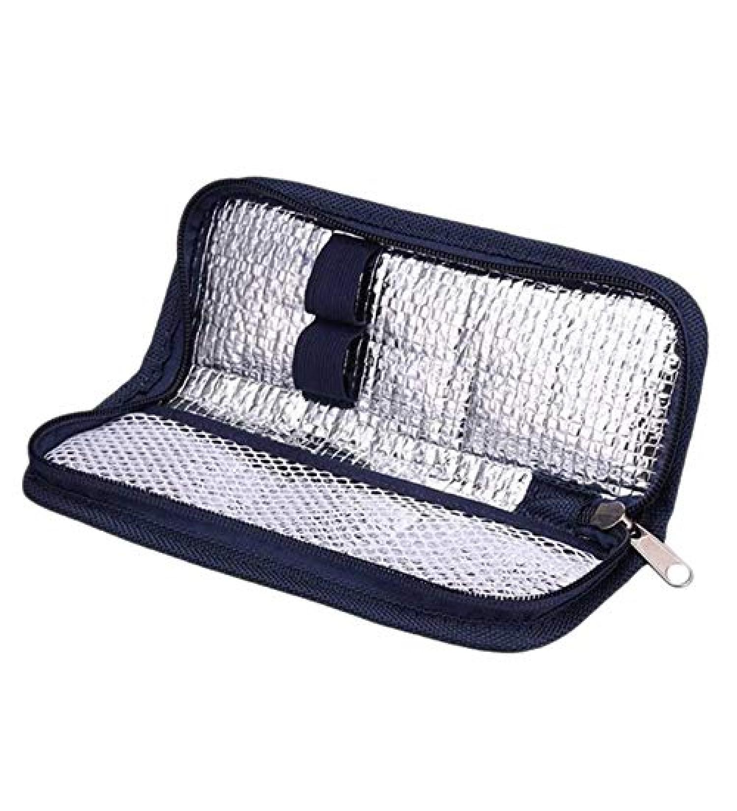 Jteyult Navy Blue Insulin Travel Case Diabetic Medication Organizer Bag - Buy Online on GoSupps.com